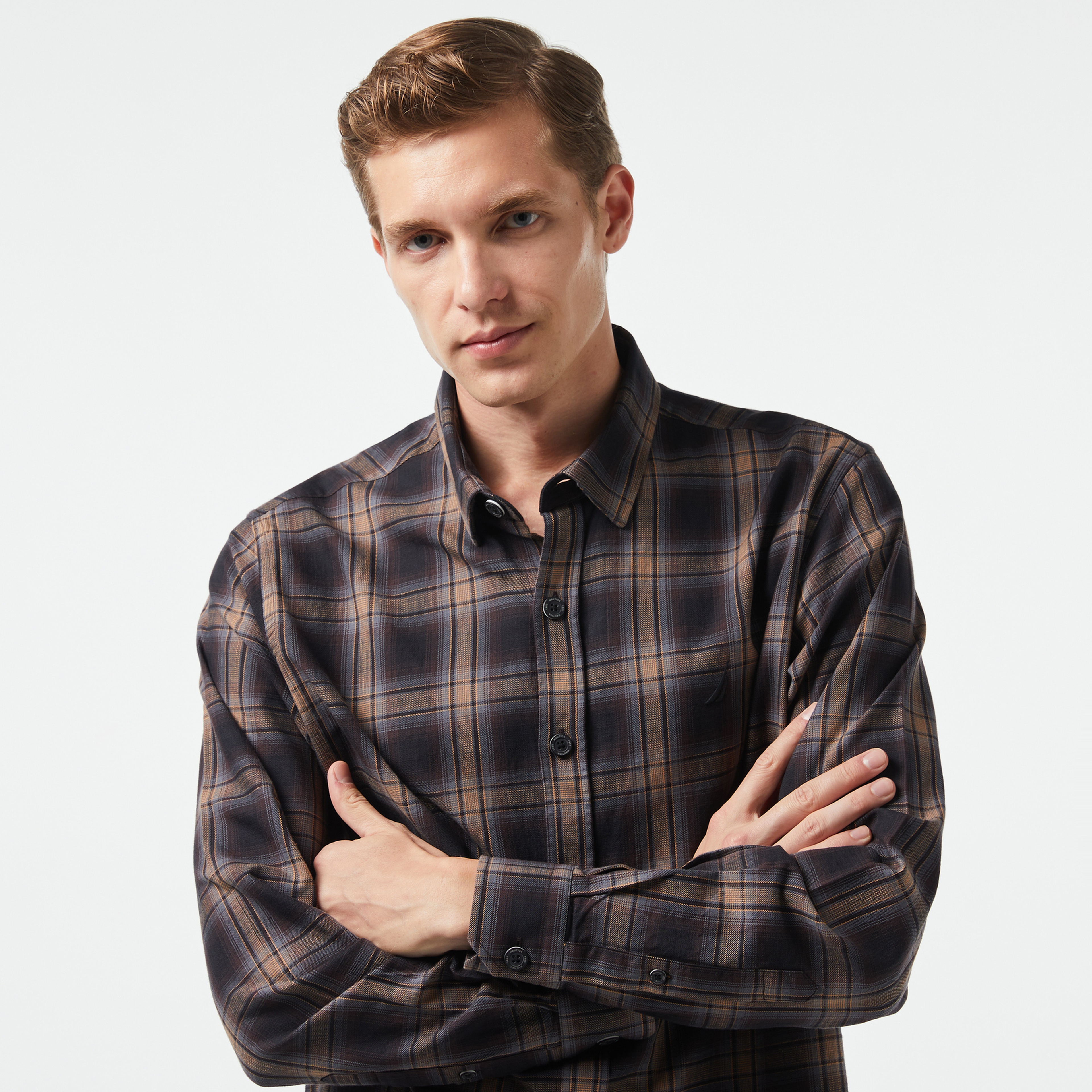 Nautica Erkek Kahverengi Kareli Gömlek