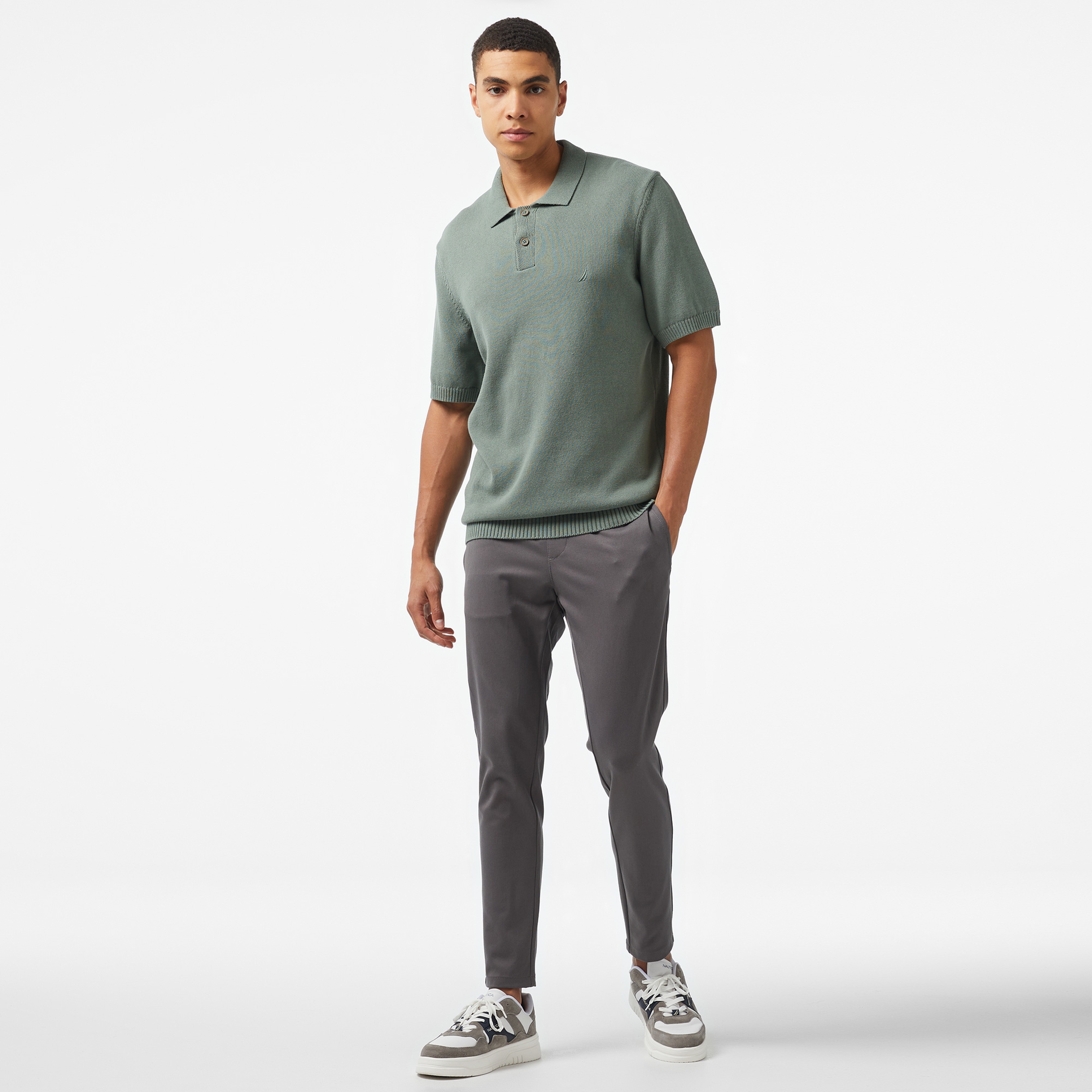 Nautica Erkek Yeşil Classic Fit Kısa Kollu Triko