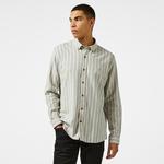 Nautica Erkek Krem Classic Fit Keten Çizgili Gömlek
