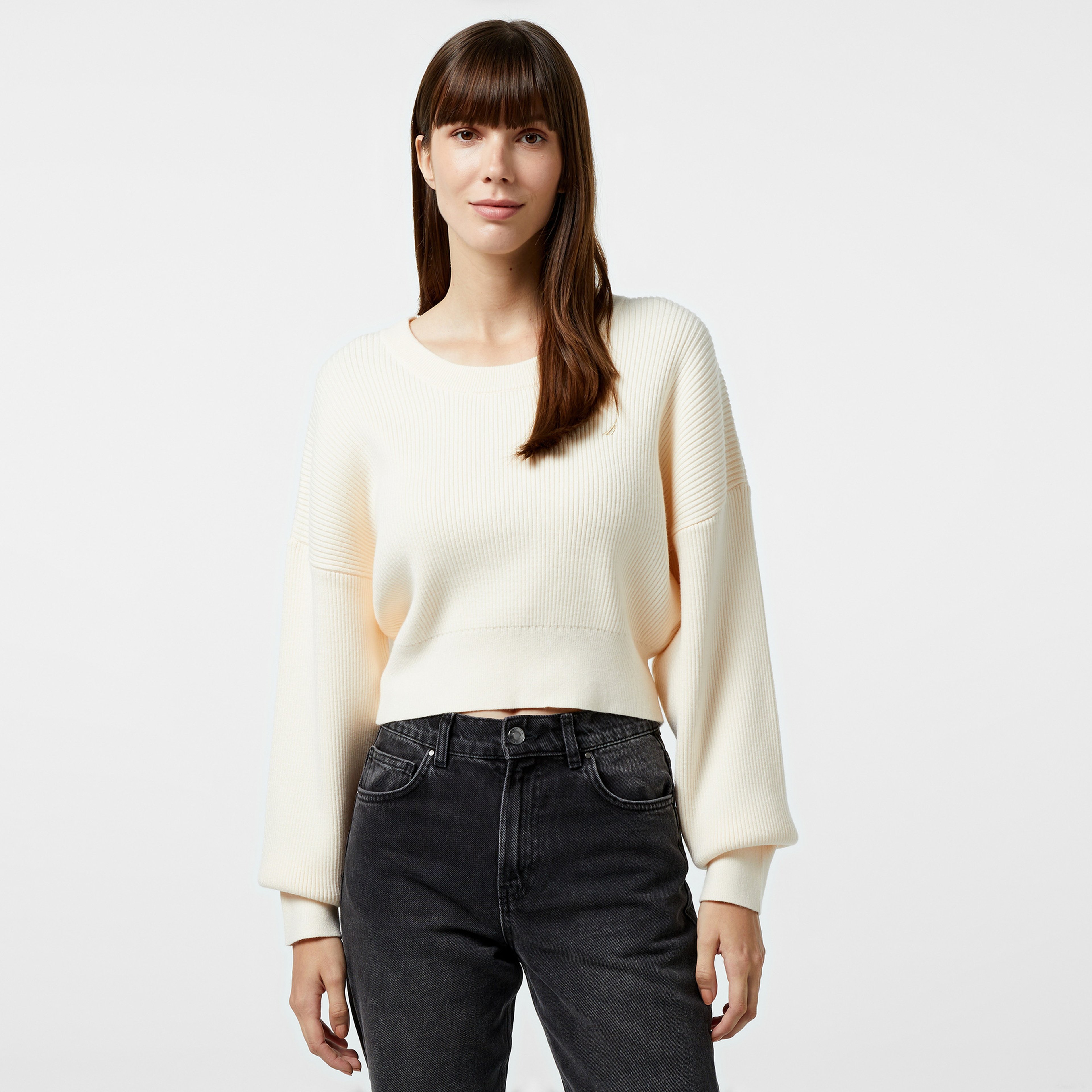 Nautica Kadın Beyaz Regular Fit Kazak