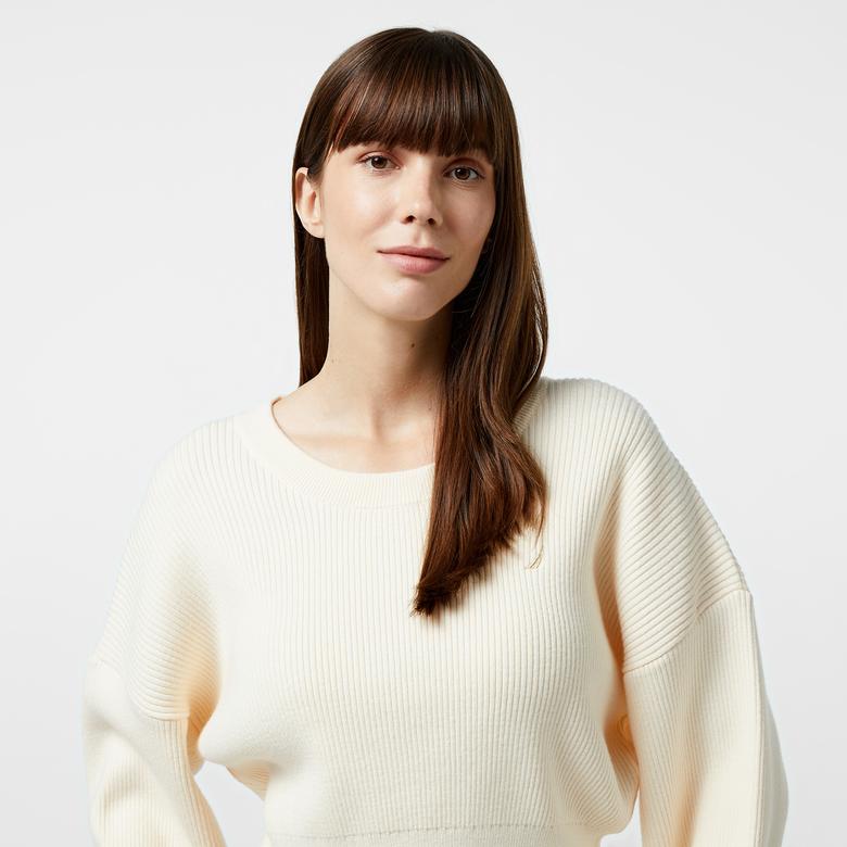 Nautica Kadın Beyaz Regular Fit Kazak