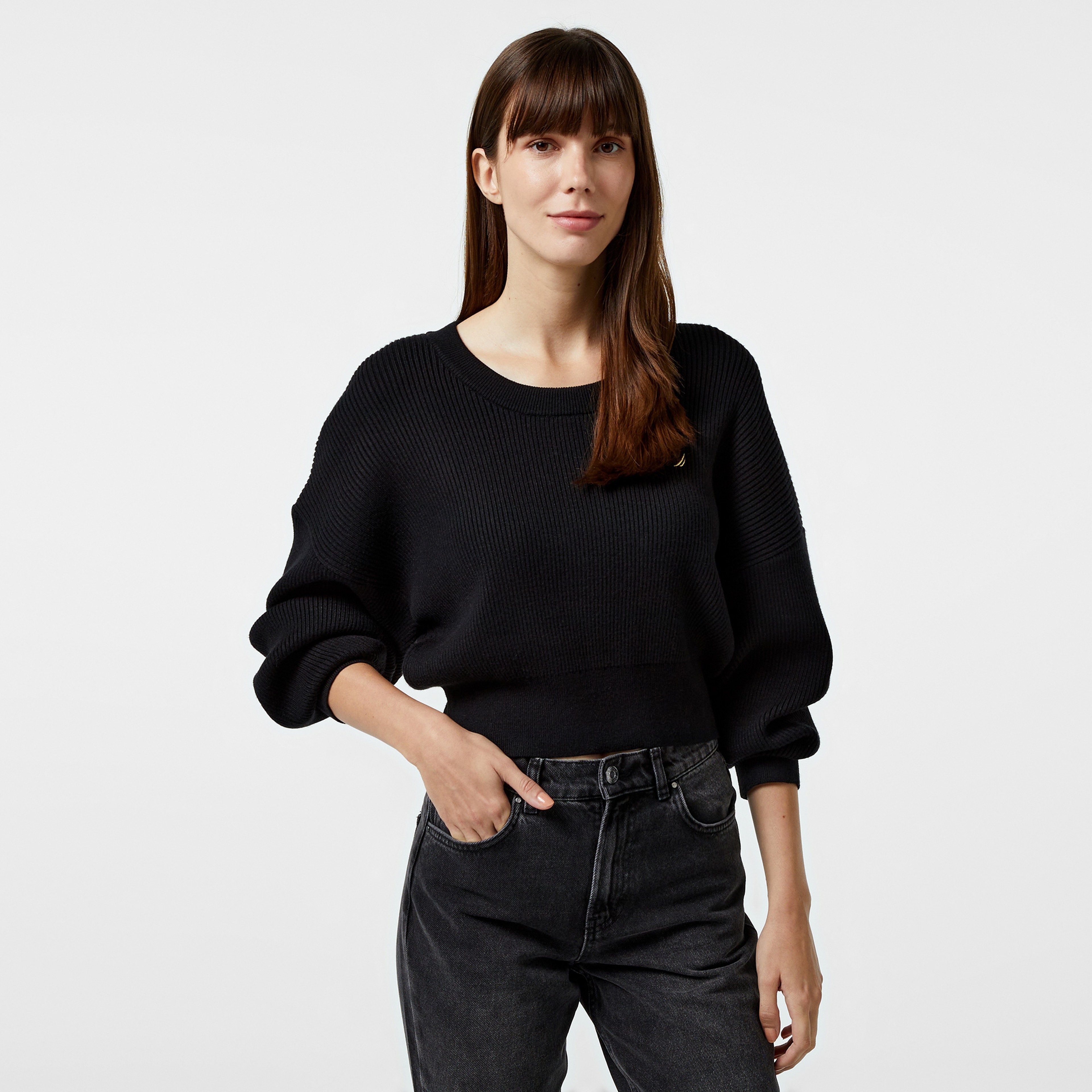 Nautica Kadın Siyah Regular Fit Kazak