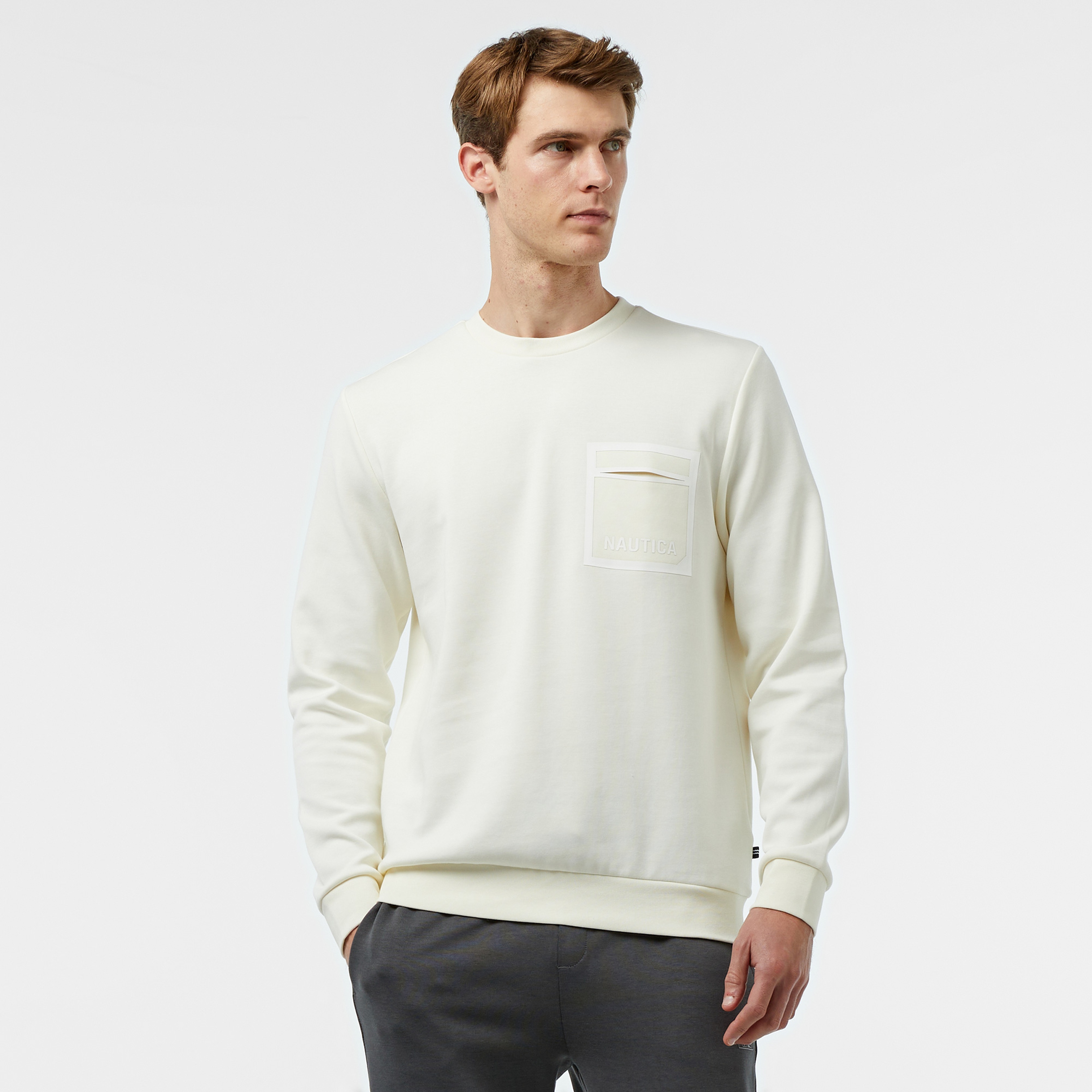 Nautica Erkek Beyaz Regular Fit Sweatshirt