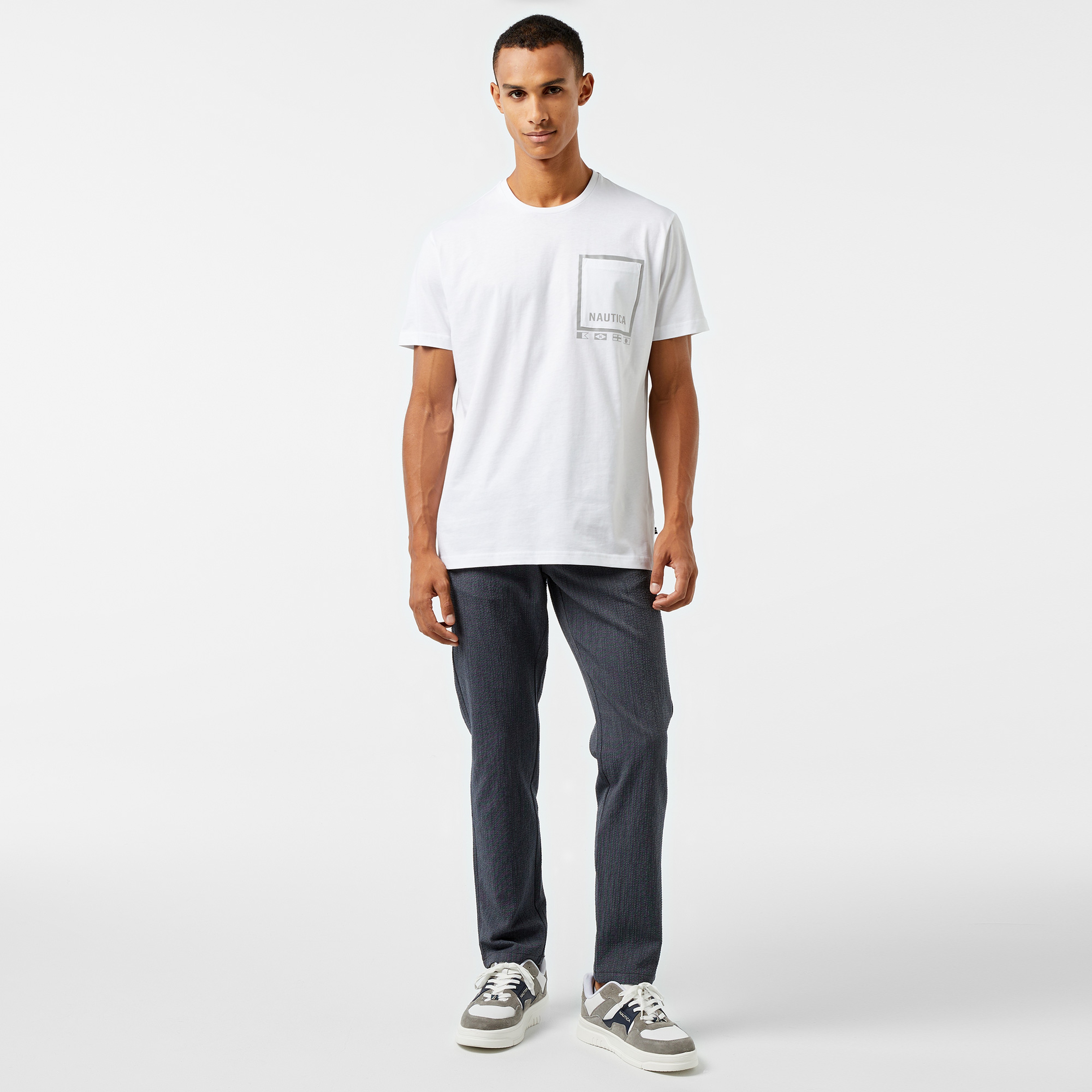 Nautica Erkek Beyaz Kısa Kollu Regular Fit T-Shirt