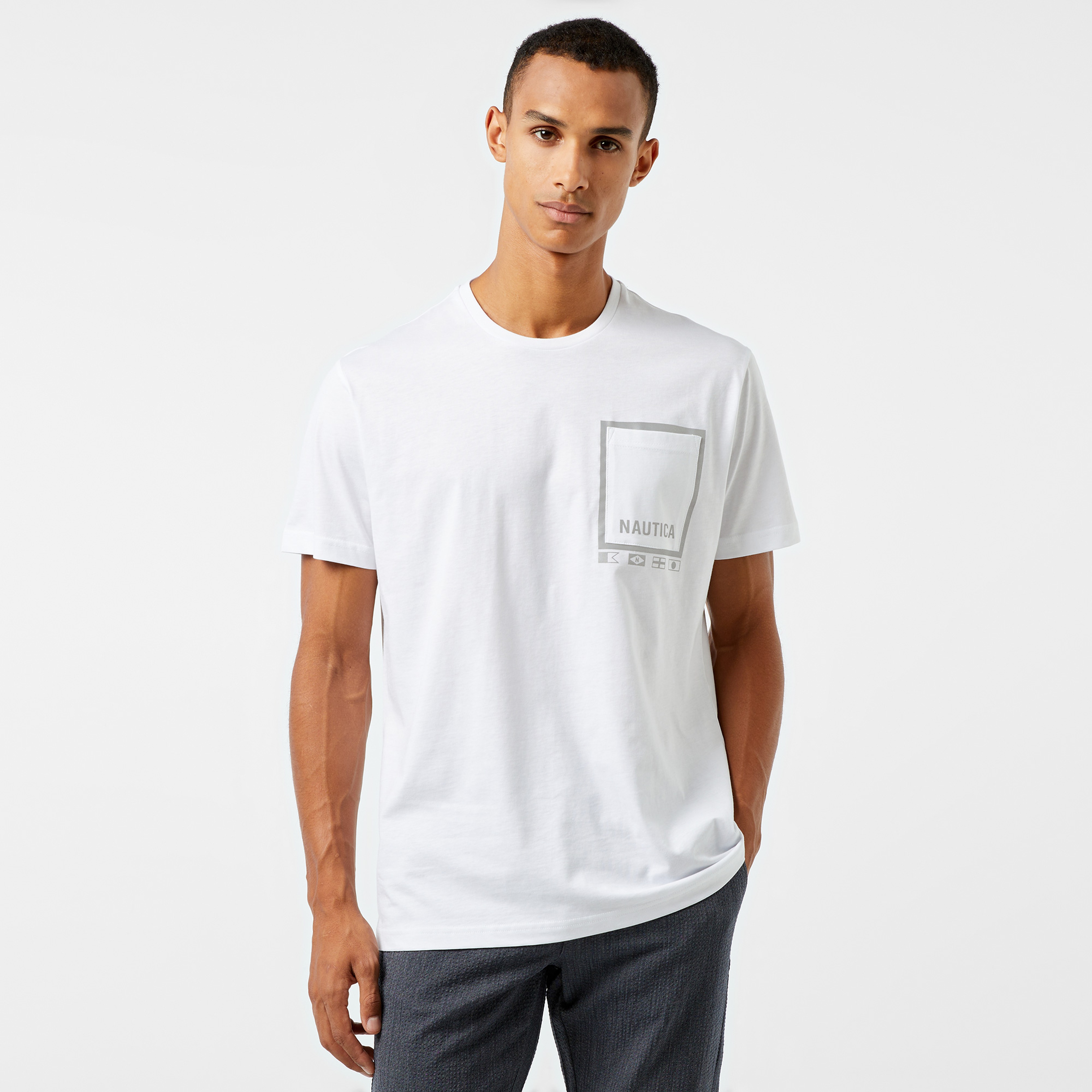 Nautica Erkek Beyaz Kısa Kollu Regular Fit T-Shirt