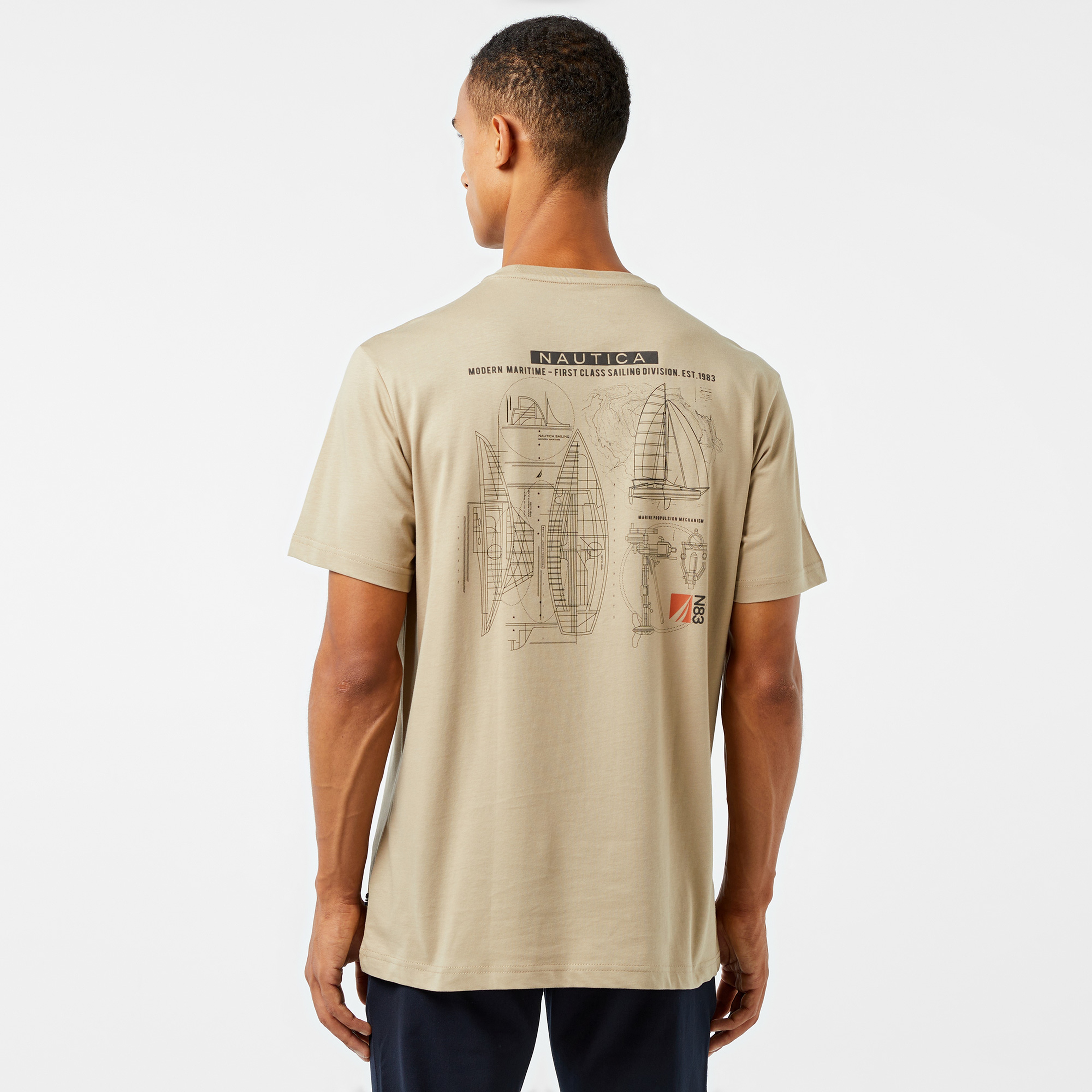 Nautica Erkek Bej Kısa Kollu Classic Fit T-Shirt