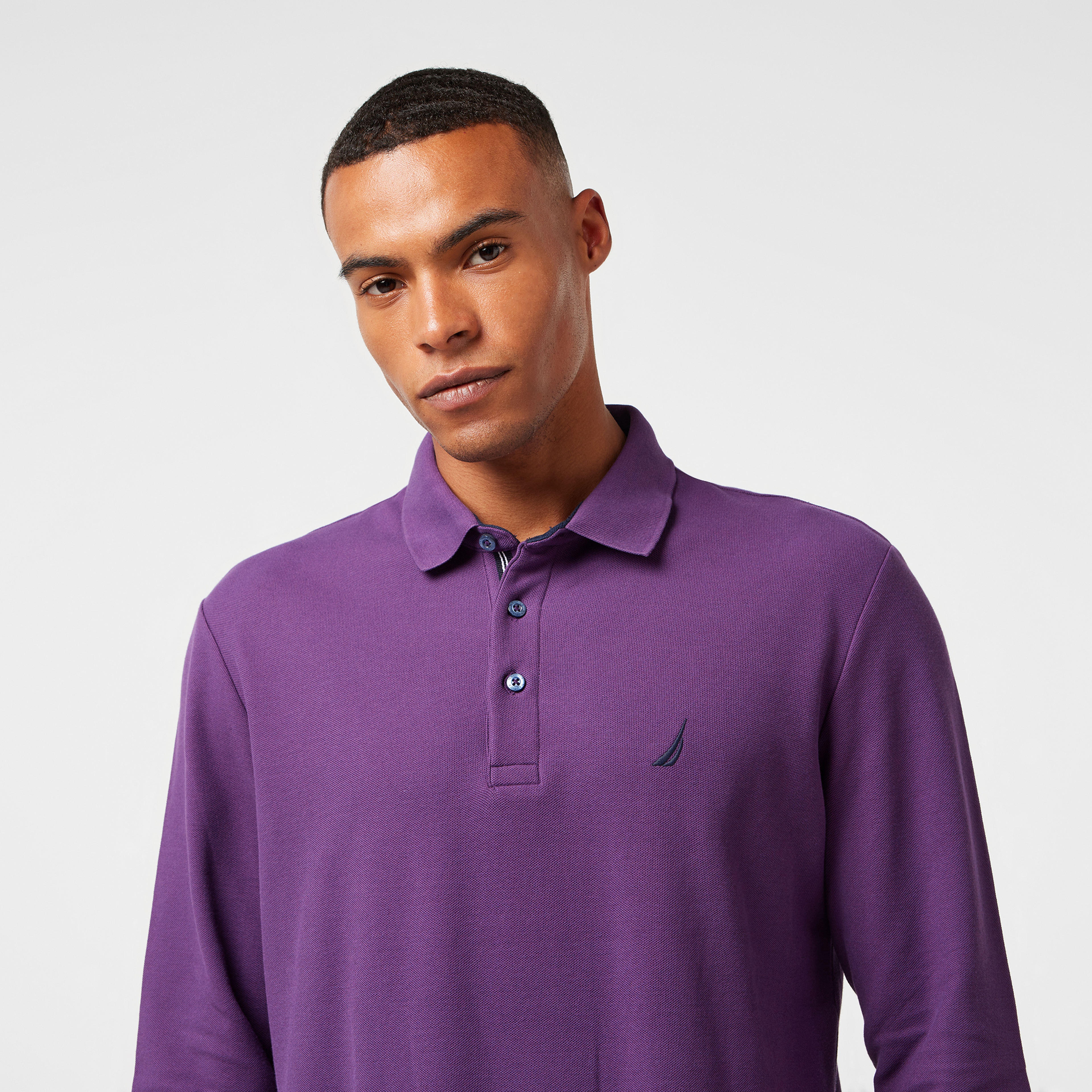 Nautica Erkek Mor Uzun Kollu Polo Yaka T-Shirt