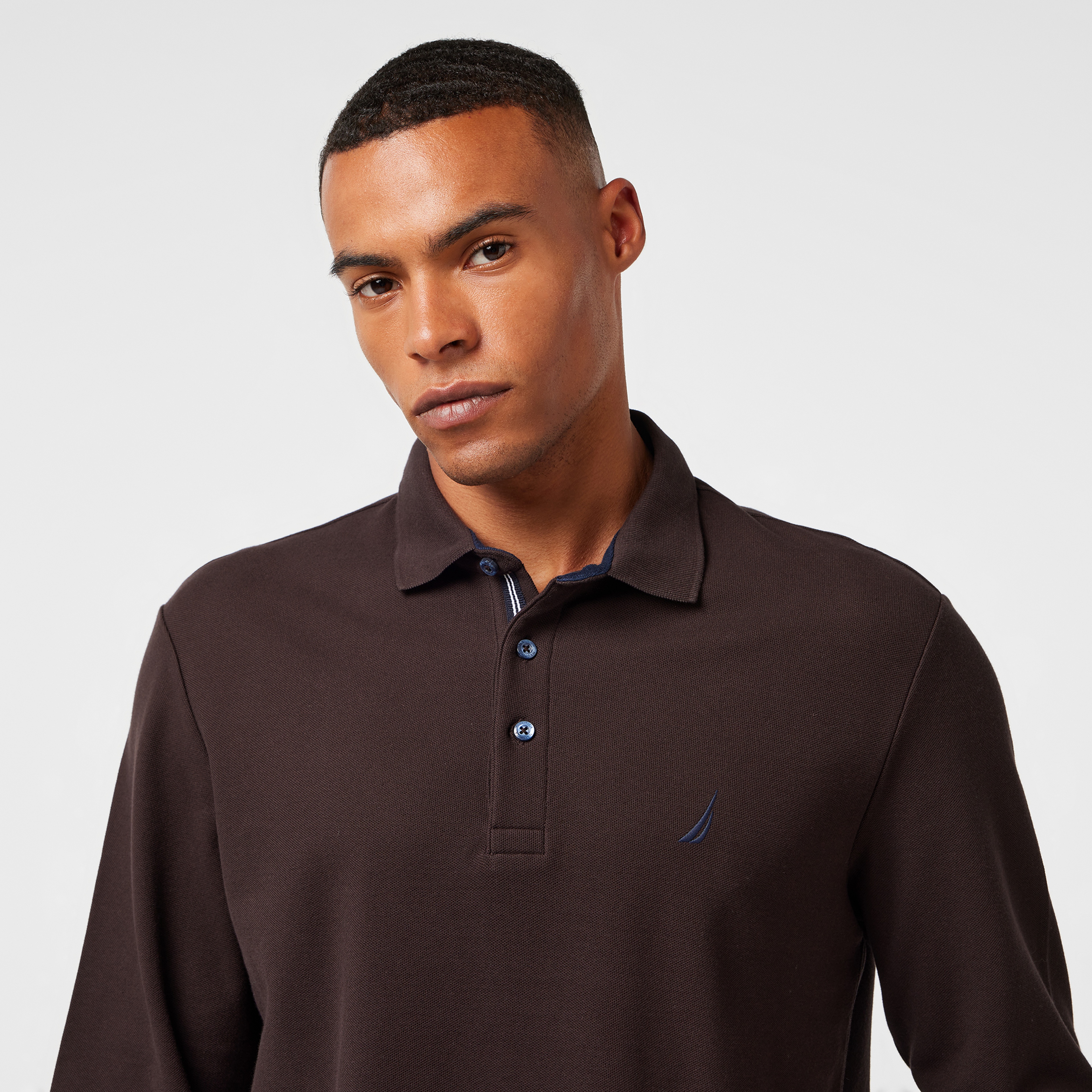 Nautica Erkek Kahverengi Classic Fit Uzun Kollu Polo Yaka T?Shirt