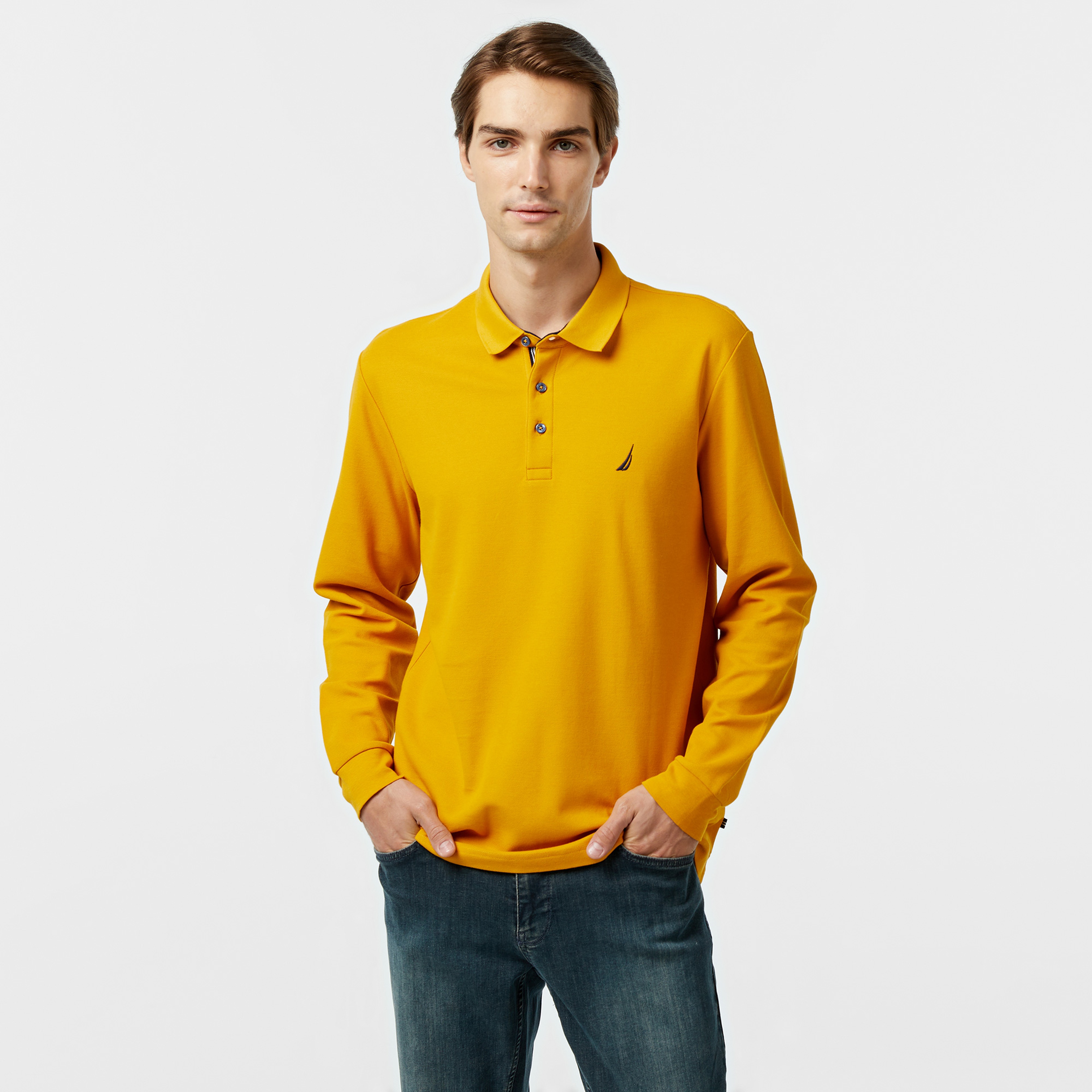 Nautica Erkek Sarı Uzun Kollu Polo Yaka T-Shirt