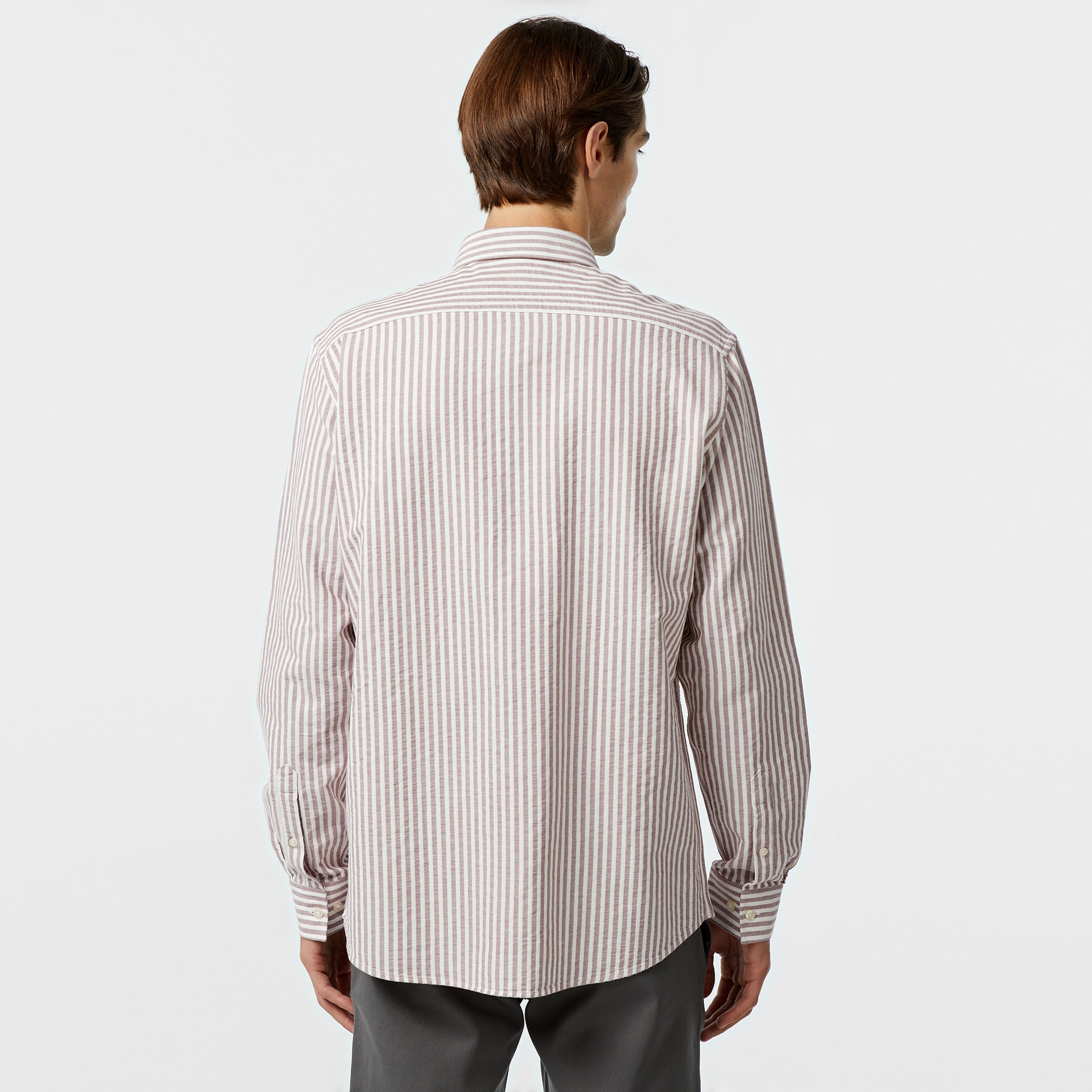 Nautica Erkek Bordo Classic Fit Çizgili Gömlek