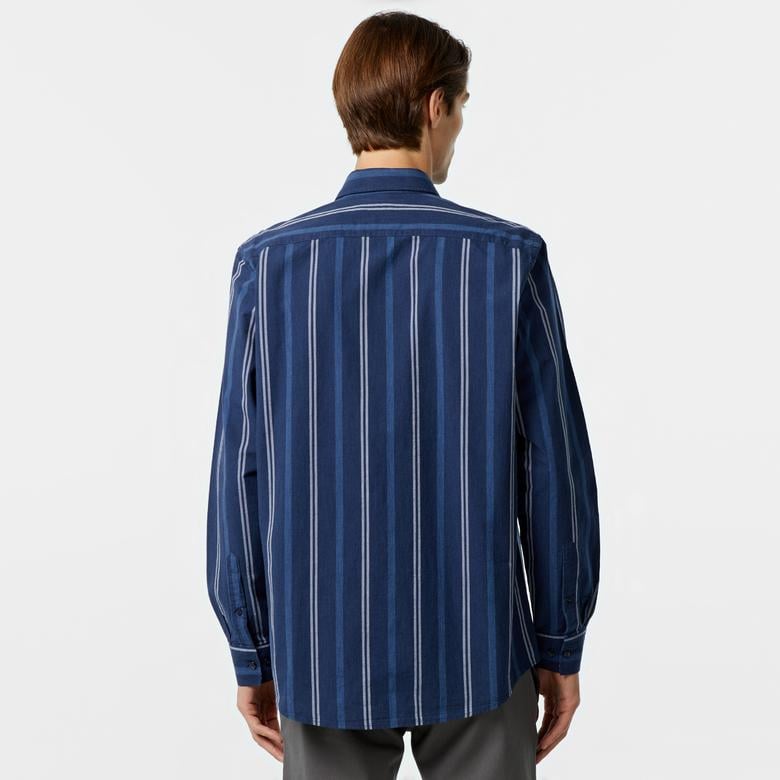 Nautica Erkek Lacivert Classic Fit Çizgili Gömlek