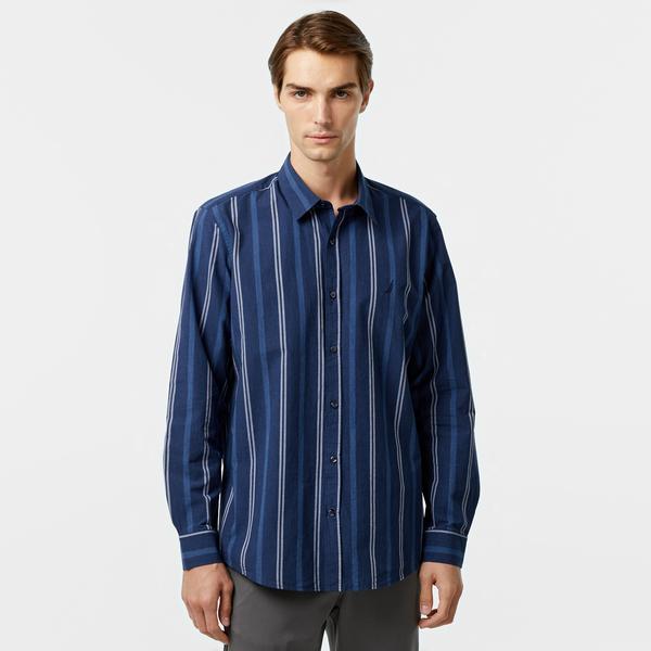 Nautica Erkek Lacivert Classic Fit Çizgili Gömlek
