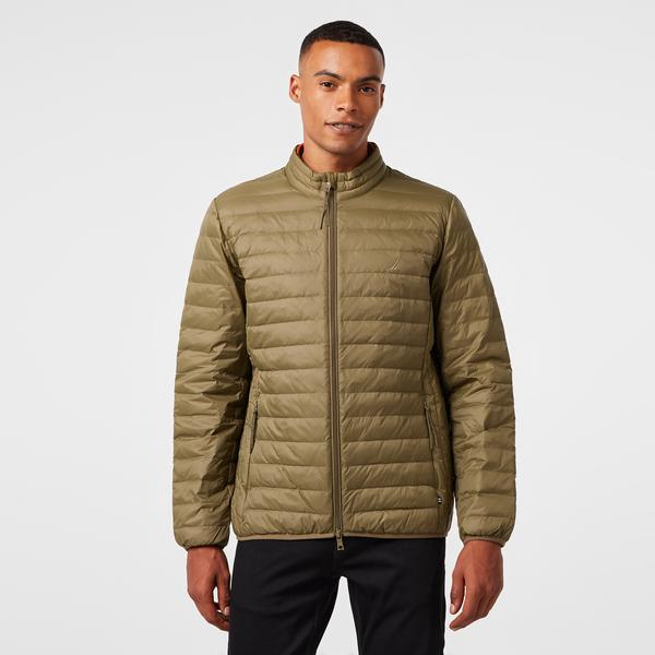 Nautica Erkek Haki Su Kaydırma Özellikli Kaz Tüyü Mont