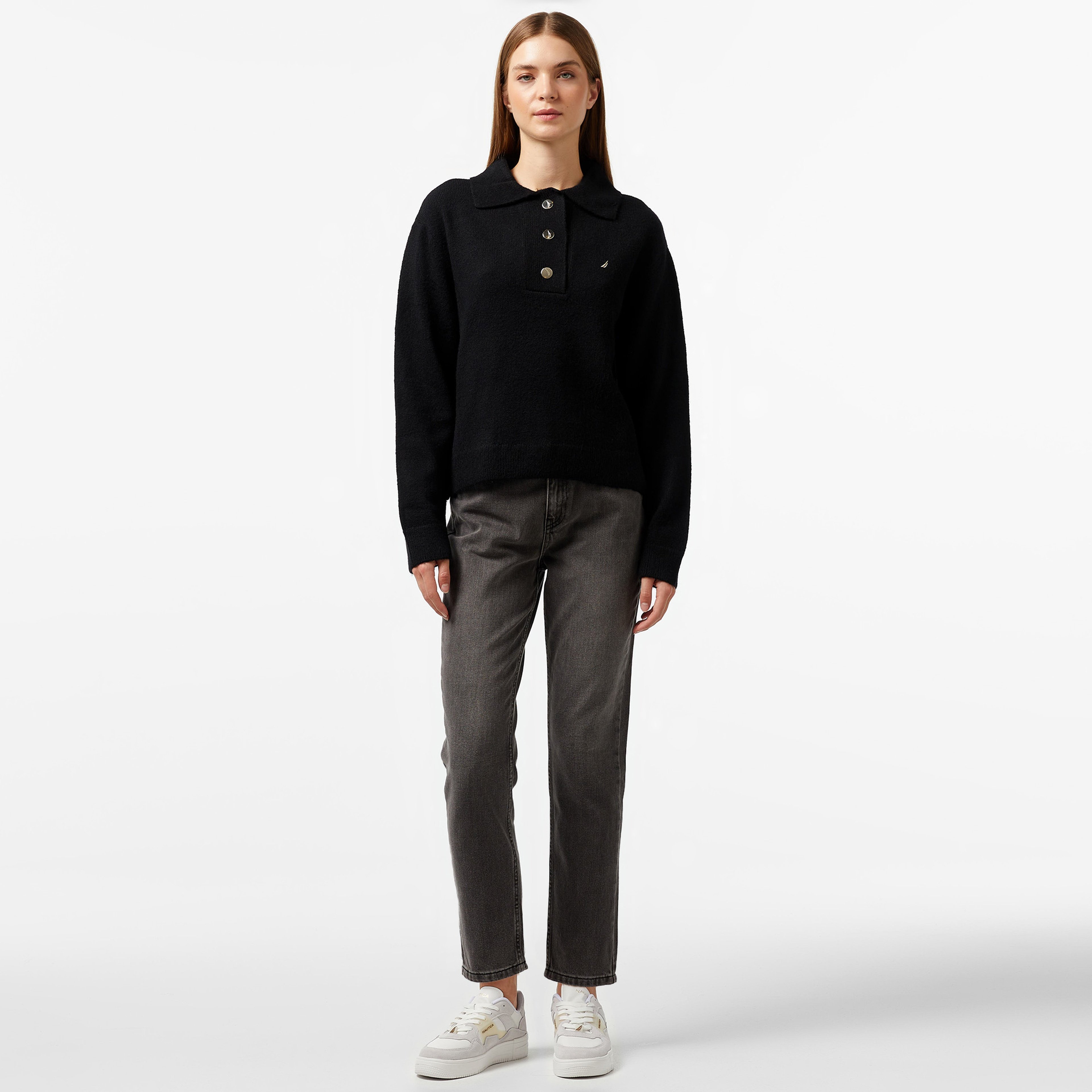 Nautica Kadın Siyah Regular Fit Kazak