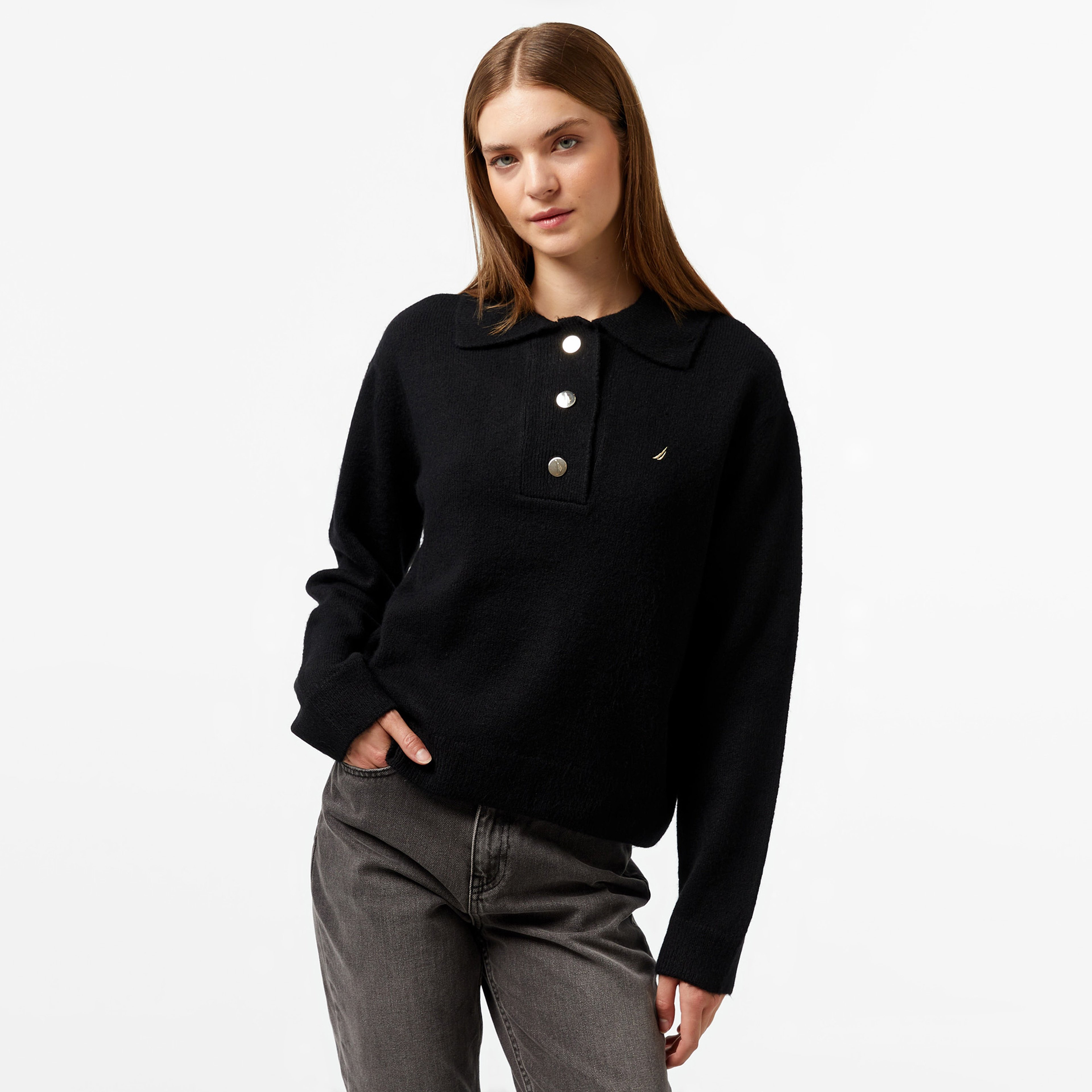 Nautica Kadın Siyah Regular Fit Kazak