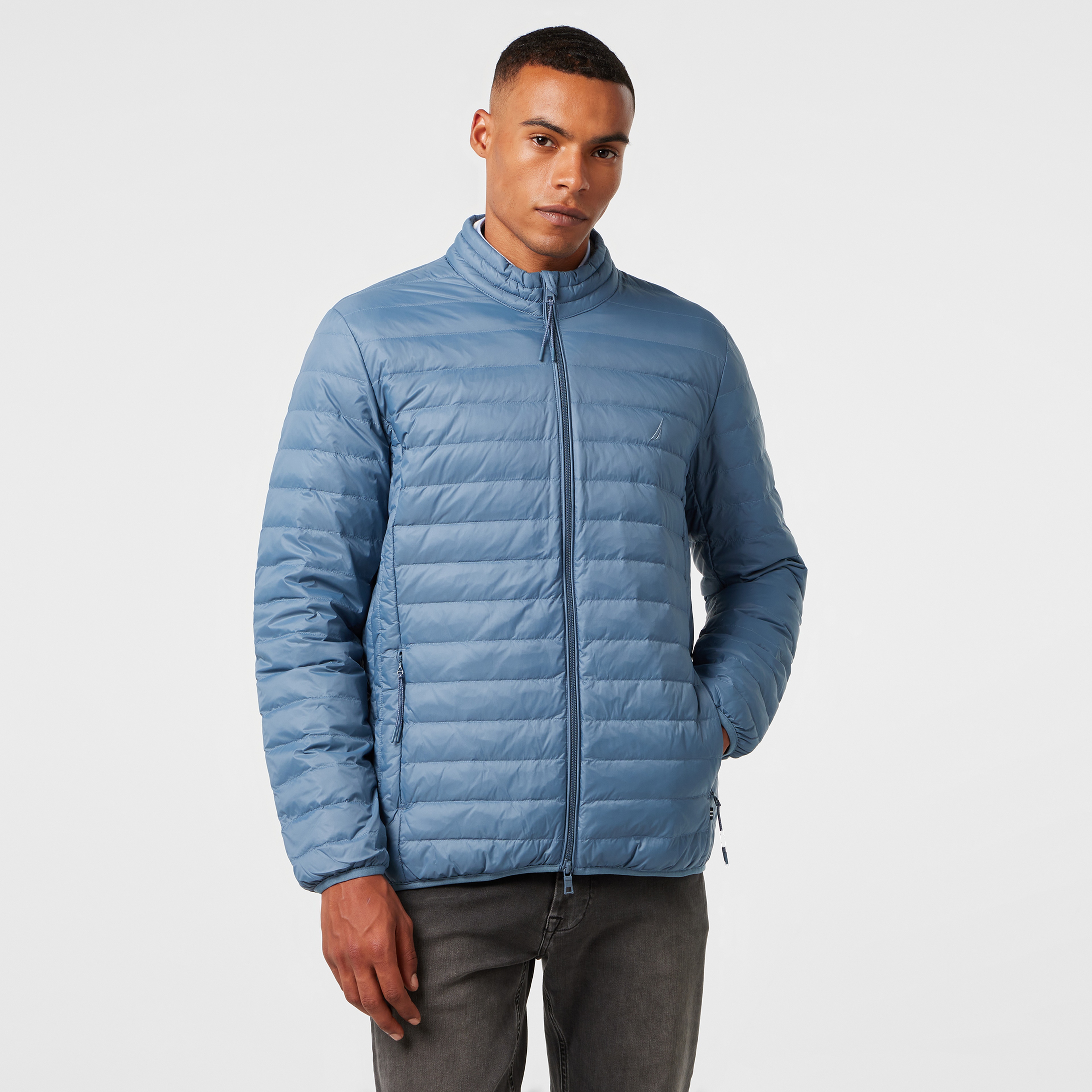 Nautica Erkek Mavi Su Kaydırma Özellikli Kaz Tüyü Mont