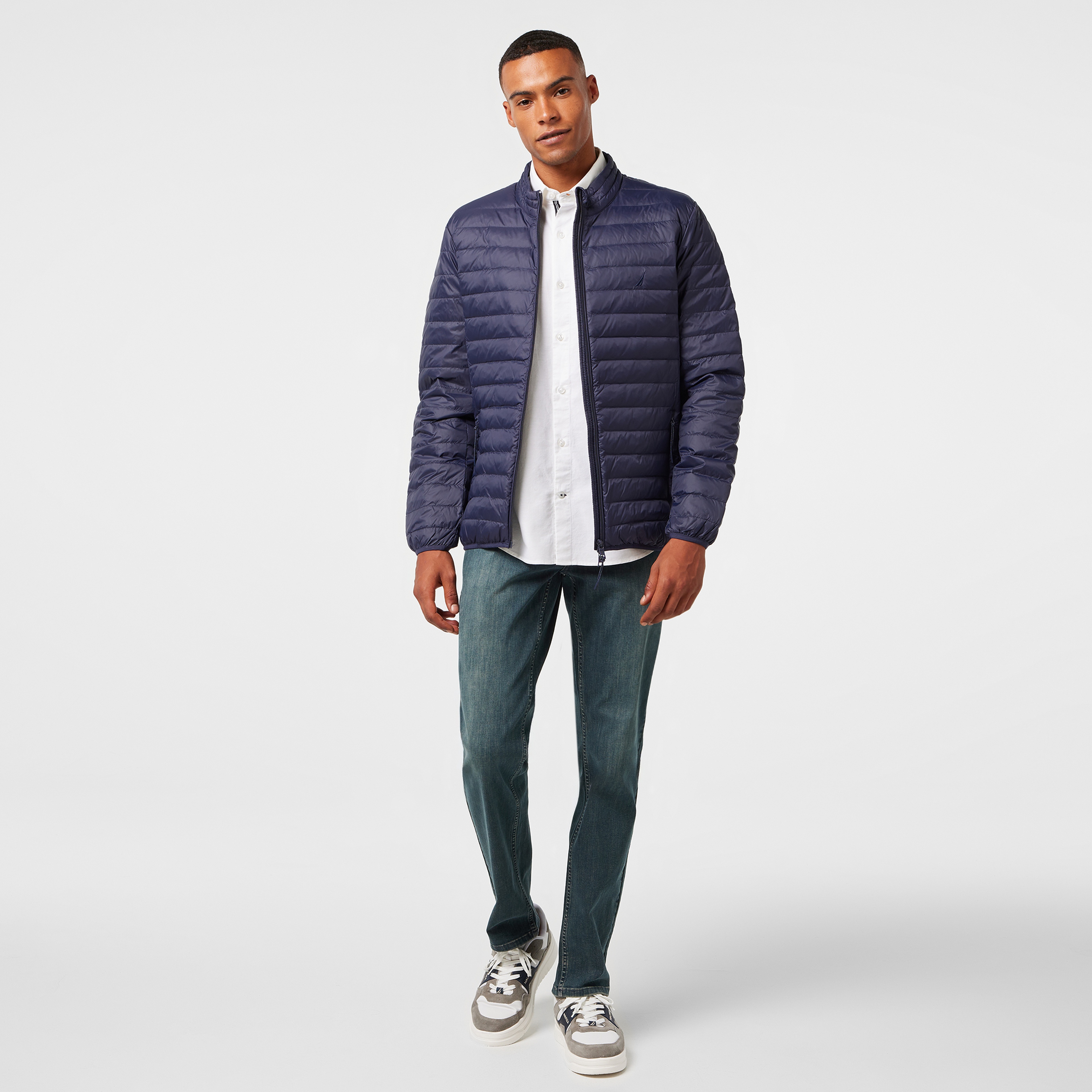 Nautica Erkek Lacivert Su Kaydırma Özellikli Kaz Tüyü Mont