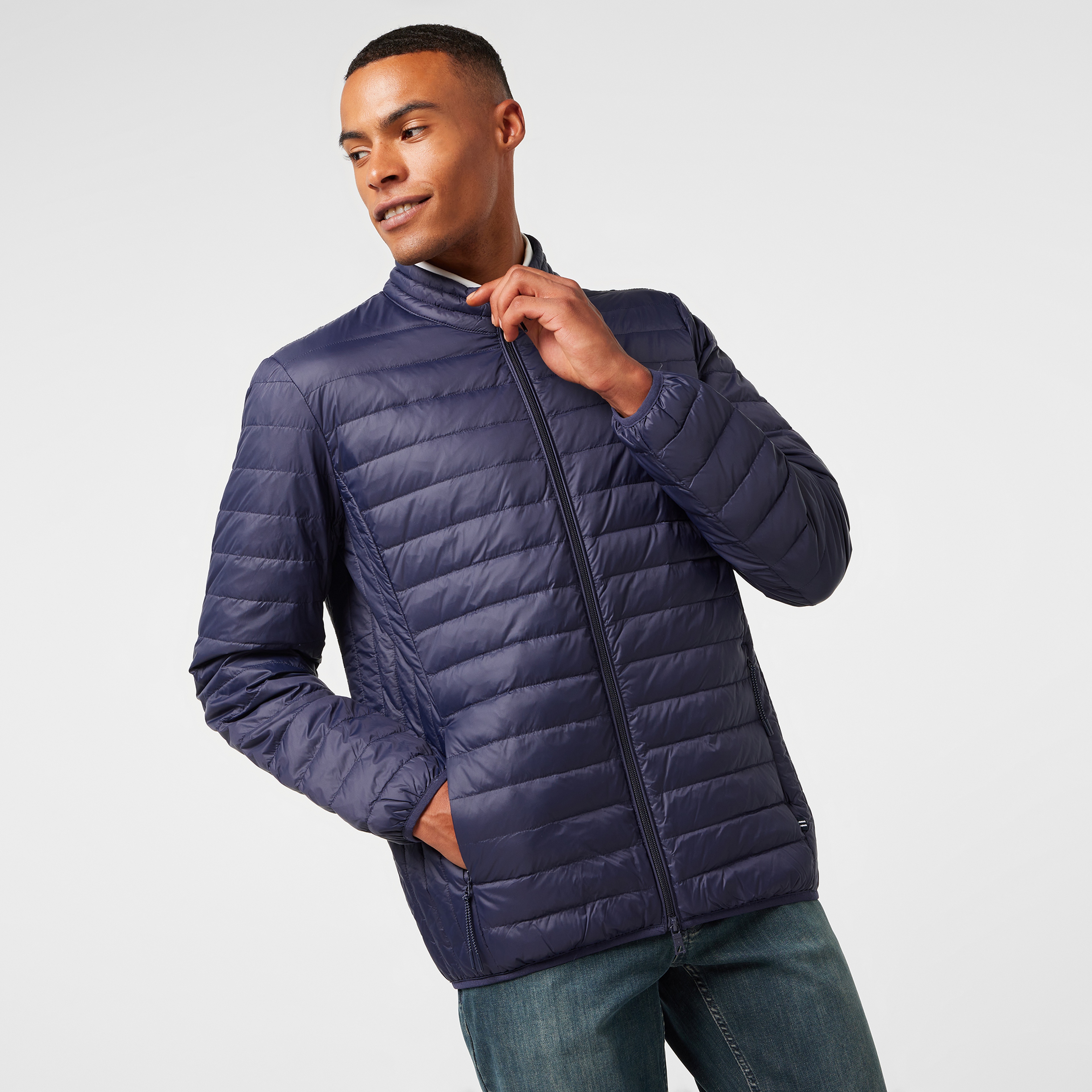 Nautica Erkek Lacivert Su Kaydırma Özellikli Kaz Tüyü Mont