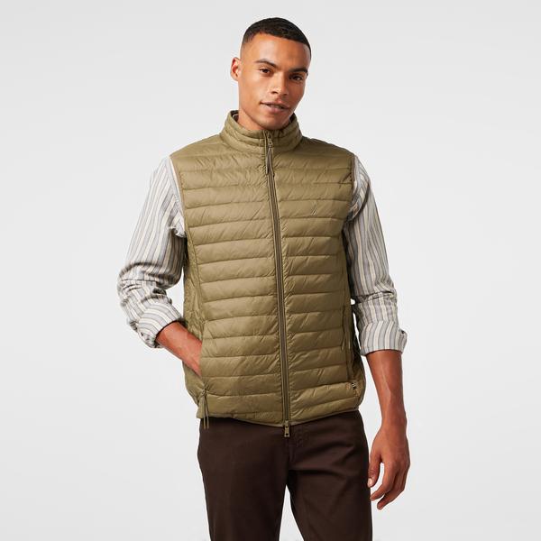 Nautica Erkek Haki Su Kaydırma Özellikli Kaz Tüyü Yelek