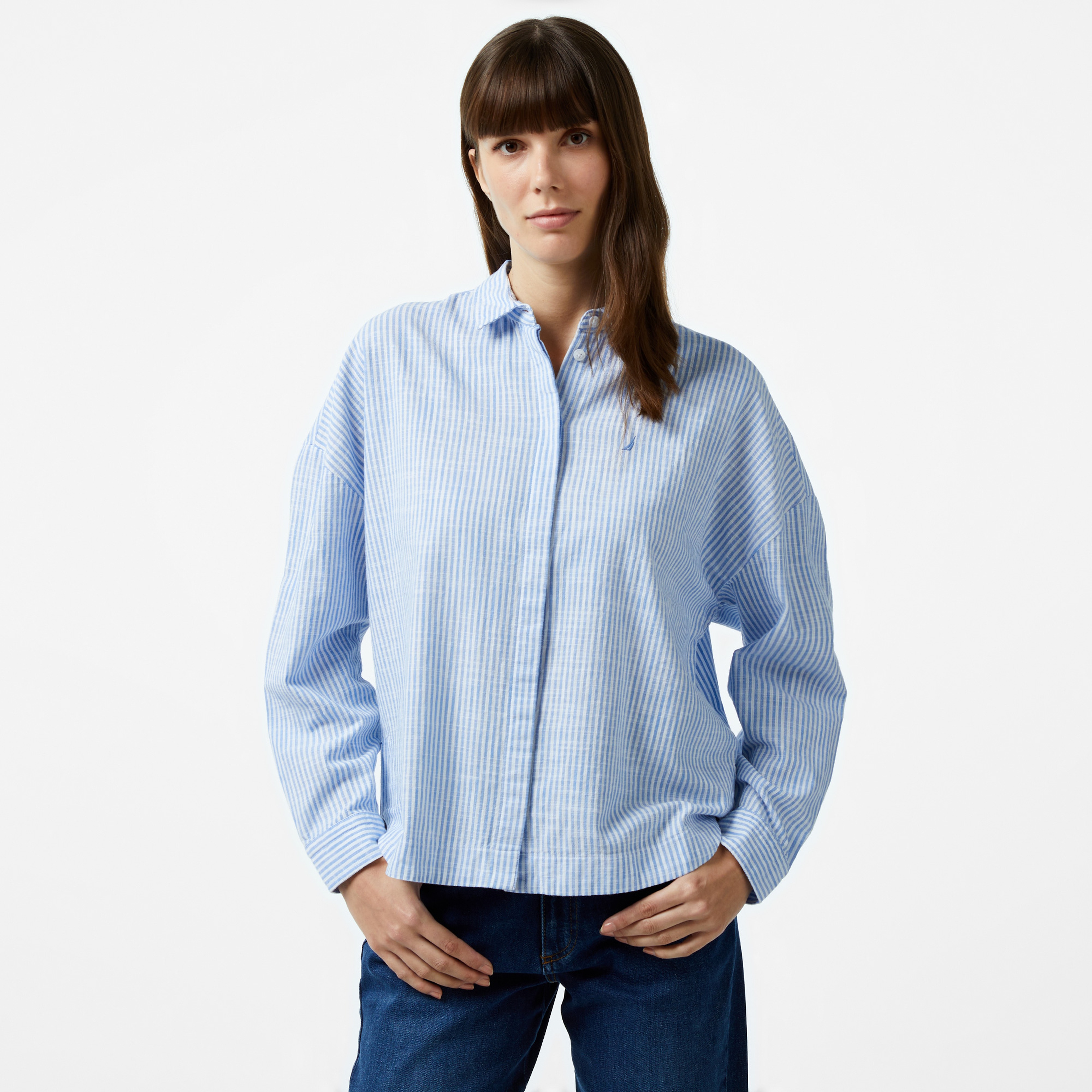 Nautica Kadın Mavi Regular Fit Gömlek