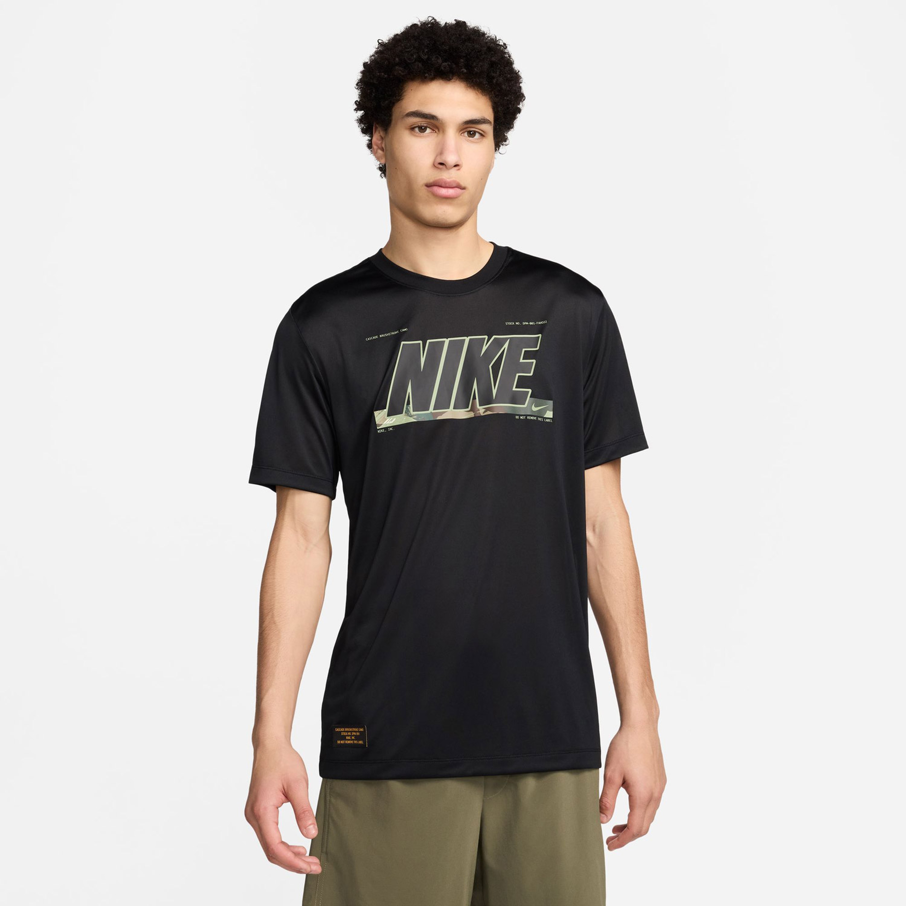 Nike Dri-Fit Camo Erkek Siyah Günlük T-Shirt