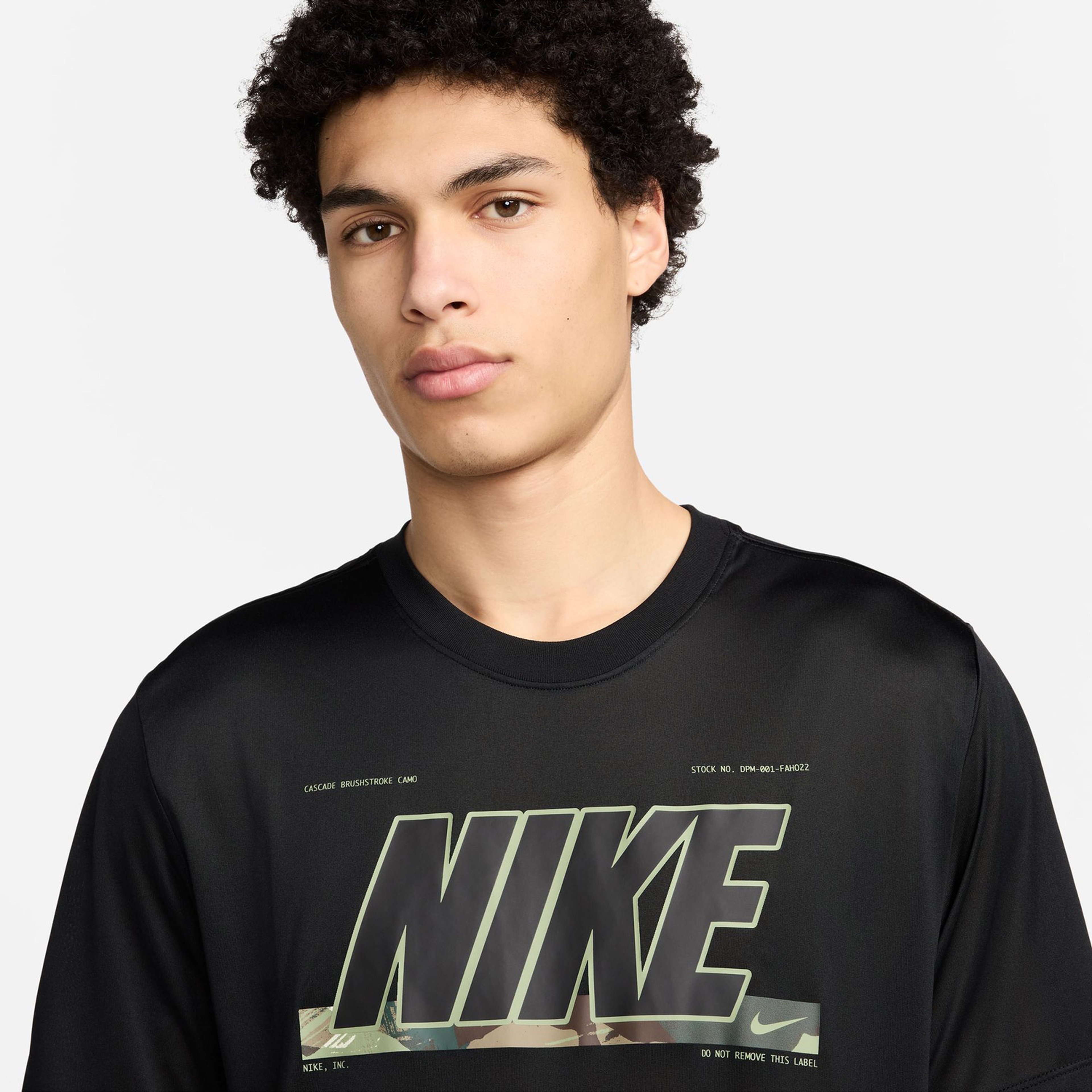 Nike Dri-Fit Camo Erkek Siyah Günlük T-Shirt