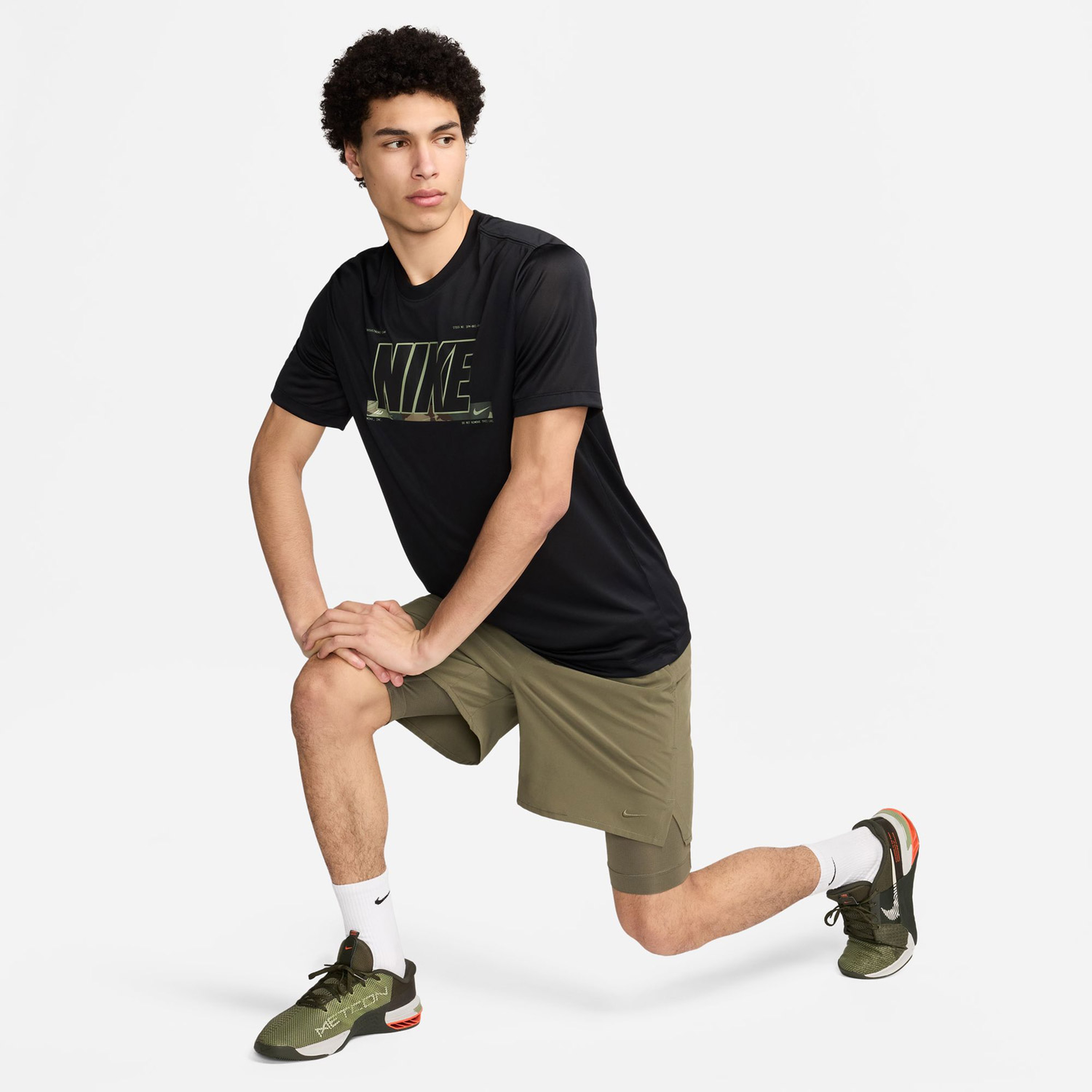 Nike Dri-Fit Camo Erkek Siyah Günlük T-Shirt