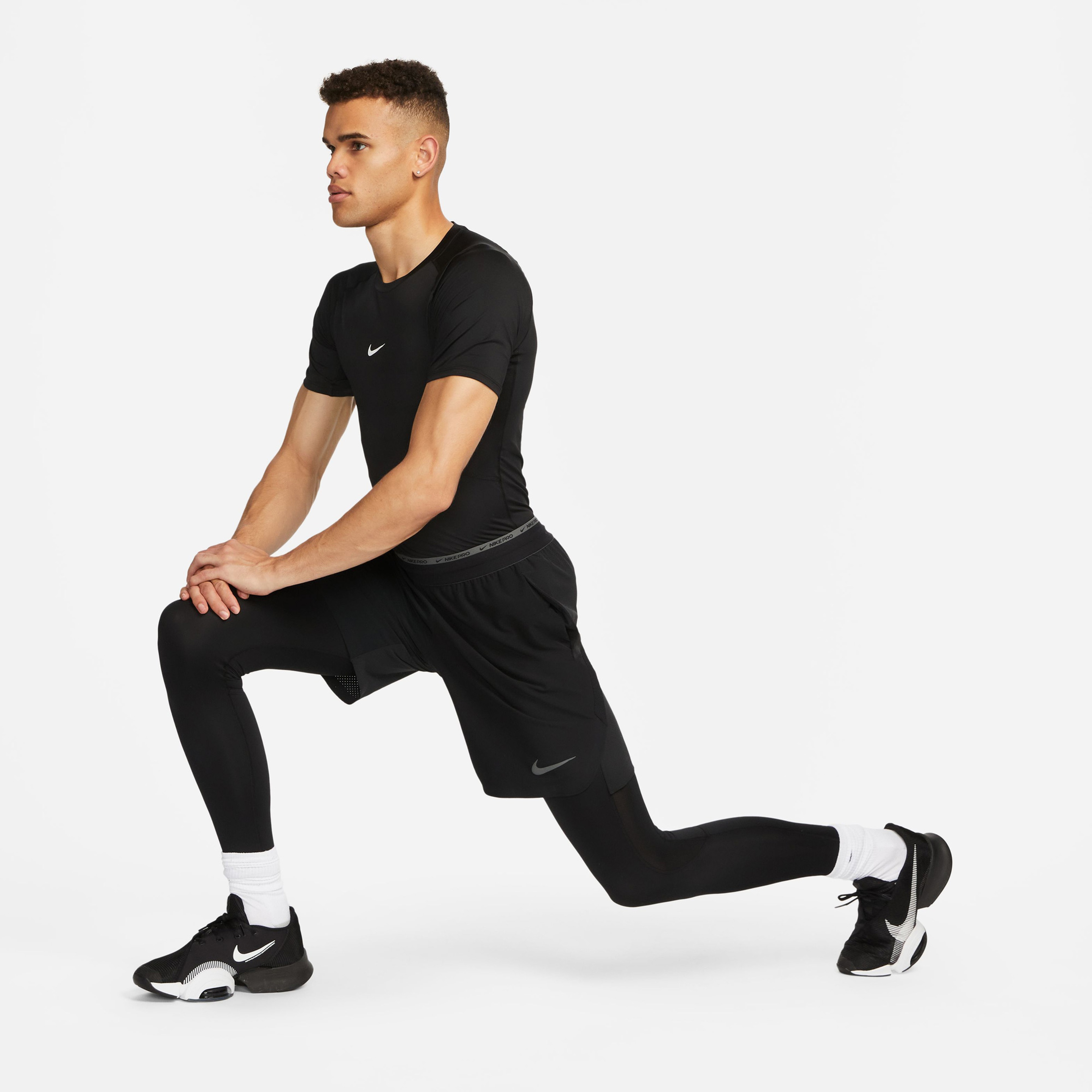Nike Pro Dri Fit Tight Top Erkek Siyah Antrenman T