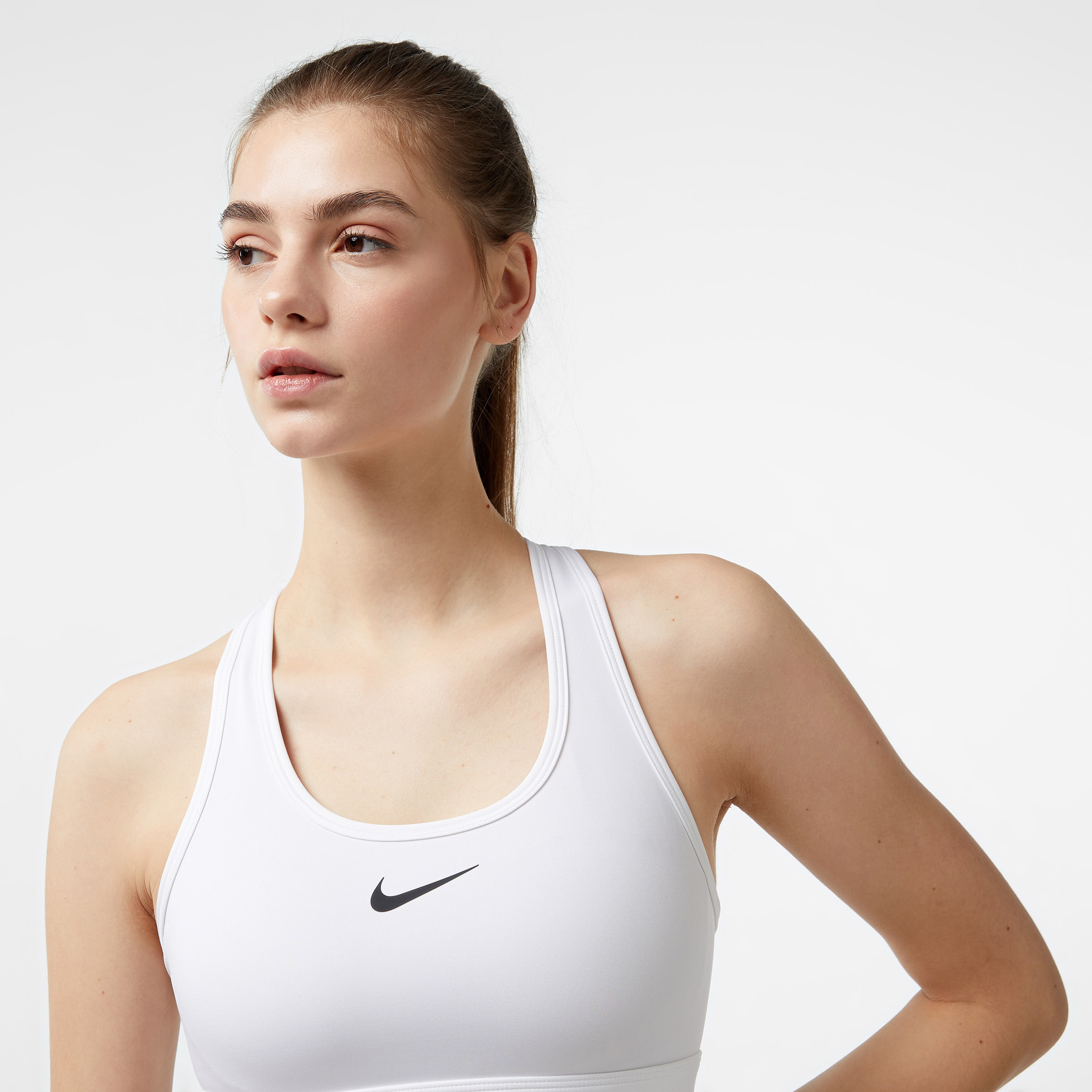 Nike Swoosh Medium Support Kadın Beyaz Bra