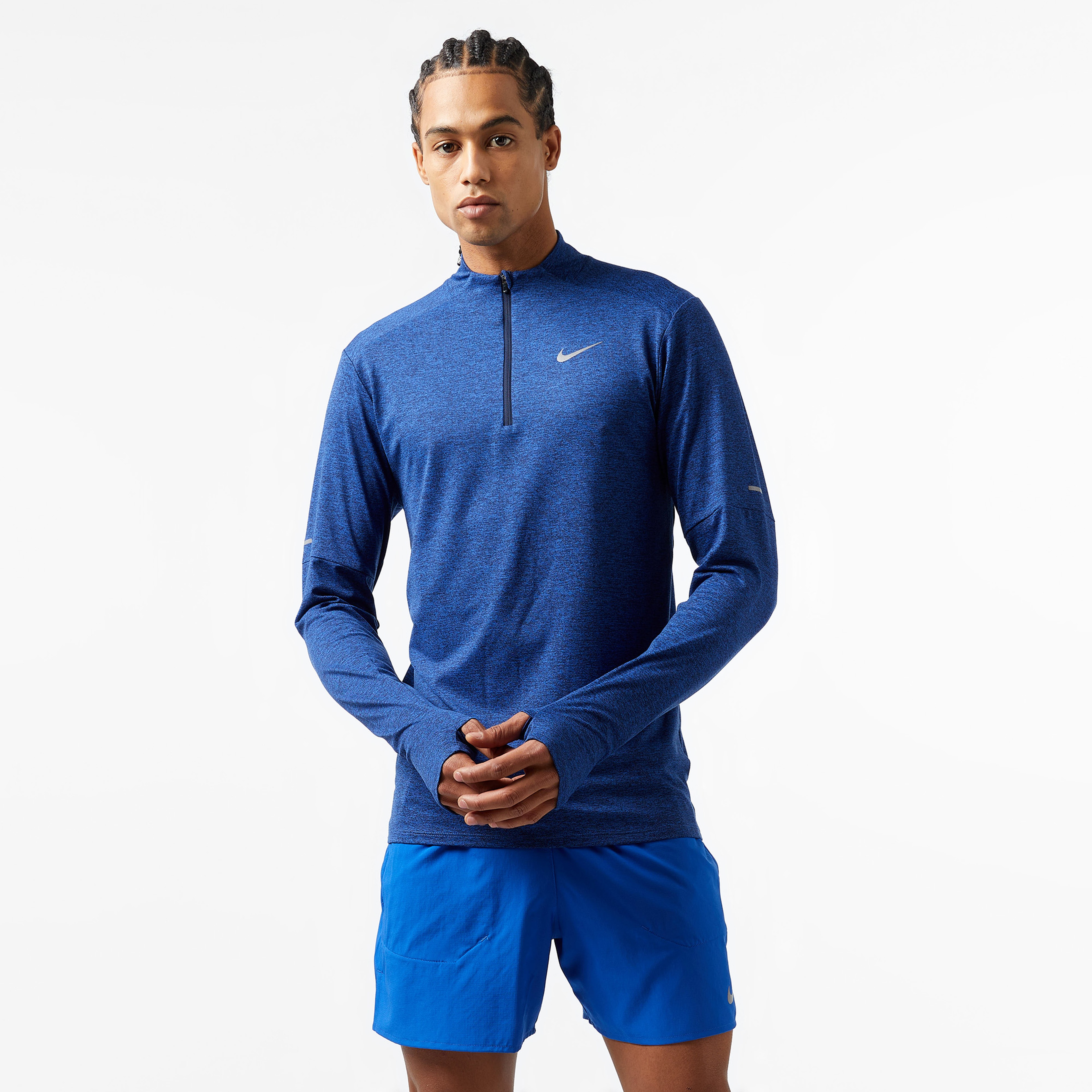 Nike Dri-FIT Element Half Zip Erkek Mavi Uzun Kollu T-Shirt