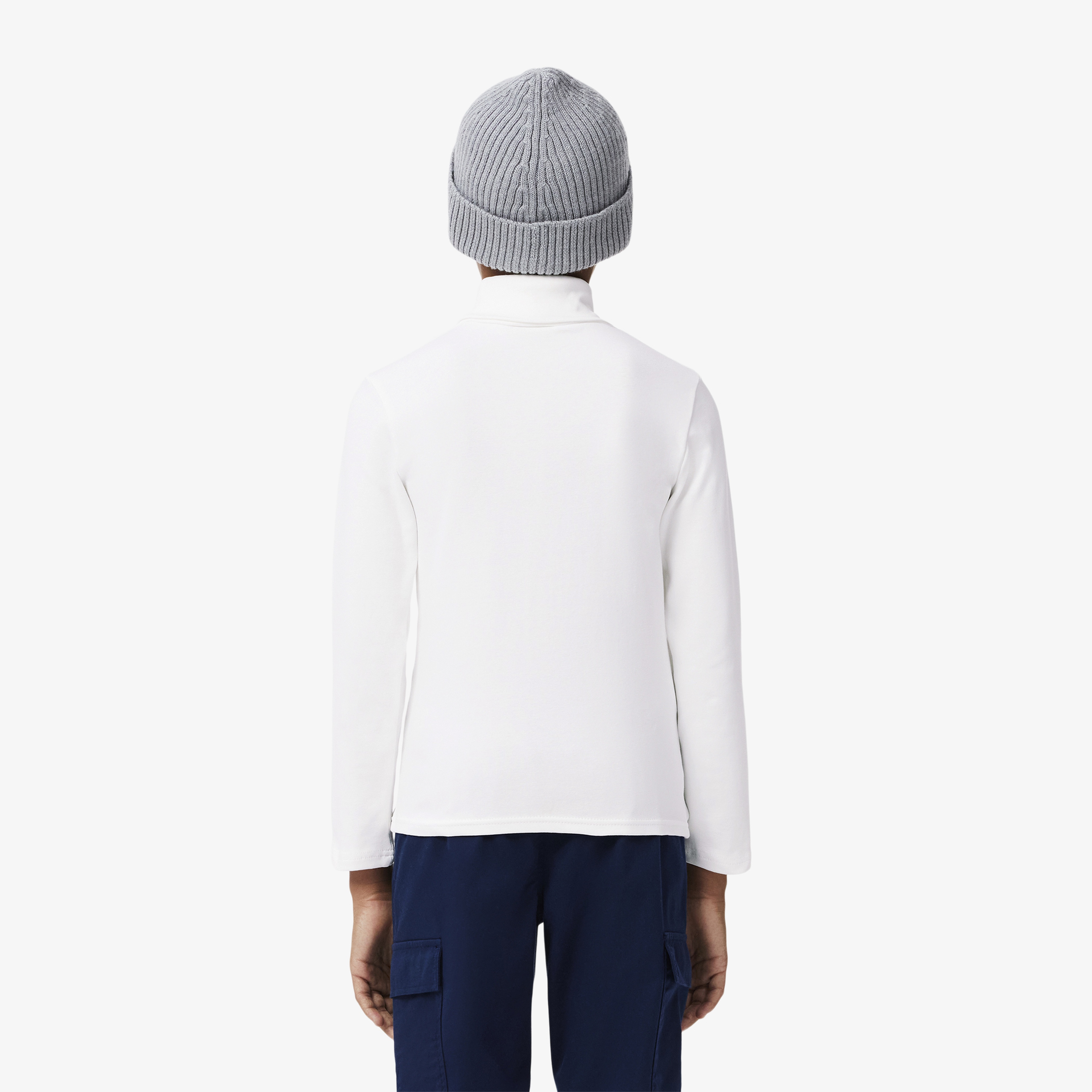 Çocuk Uzun Kollu Boğazlı Yaka Beyaz T-Shirt