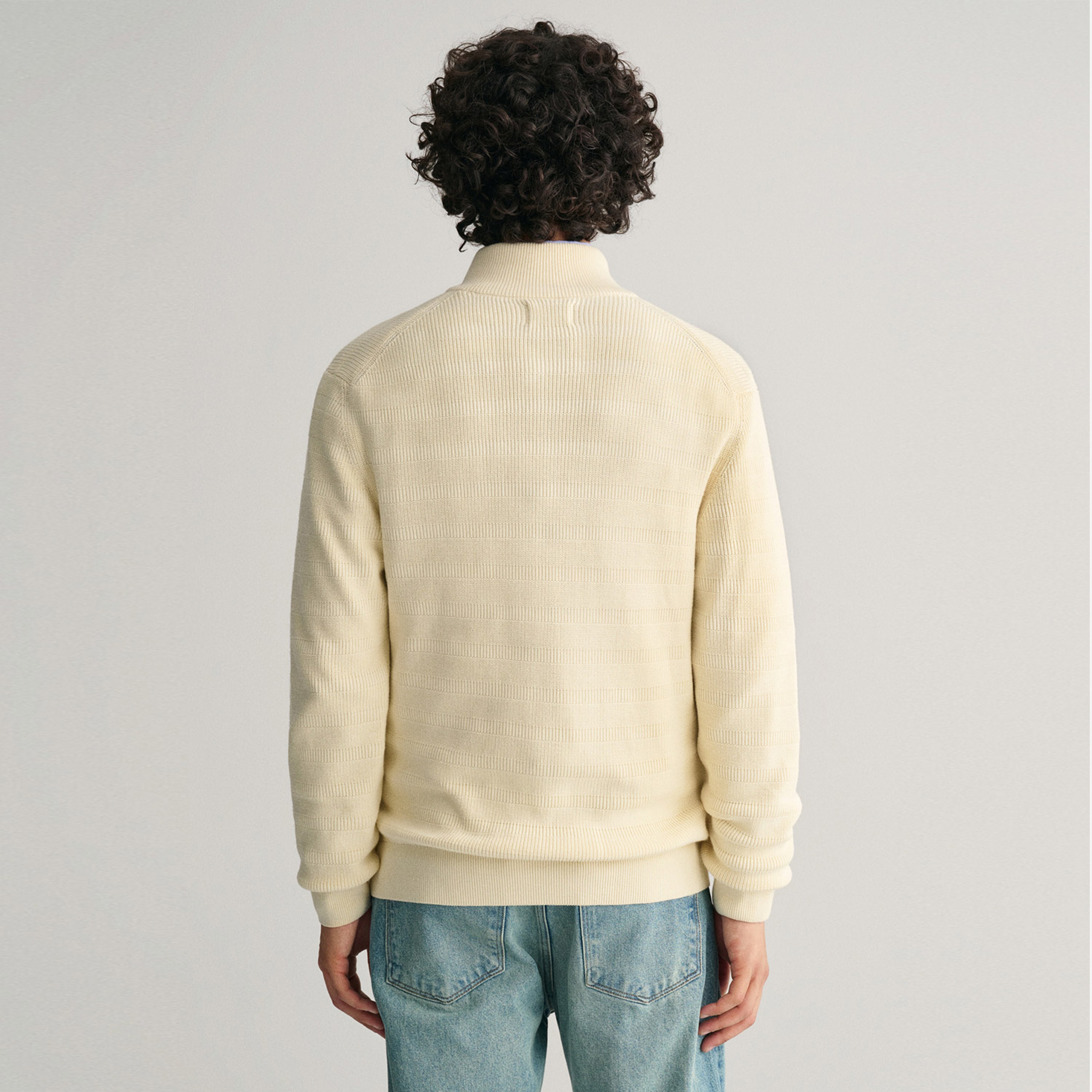 GANT Erkek Krem Regular Fit Fermuarlı Logolu Hırka