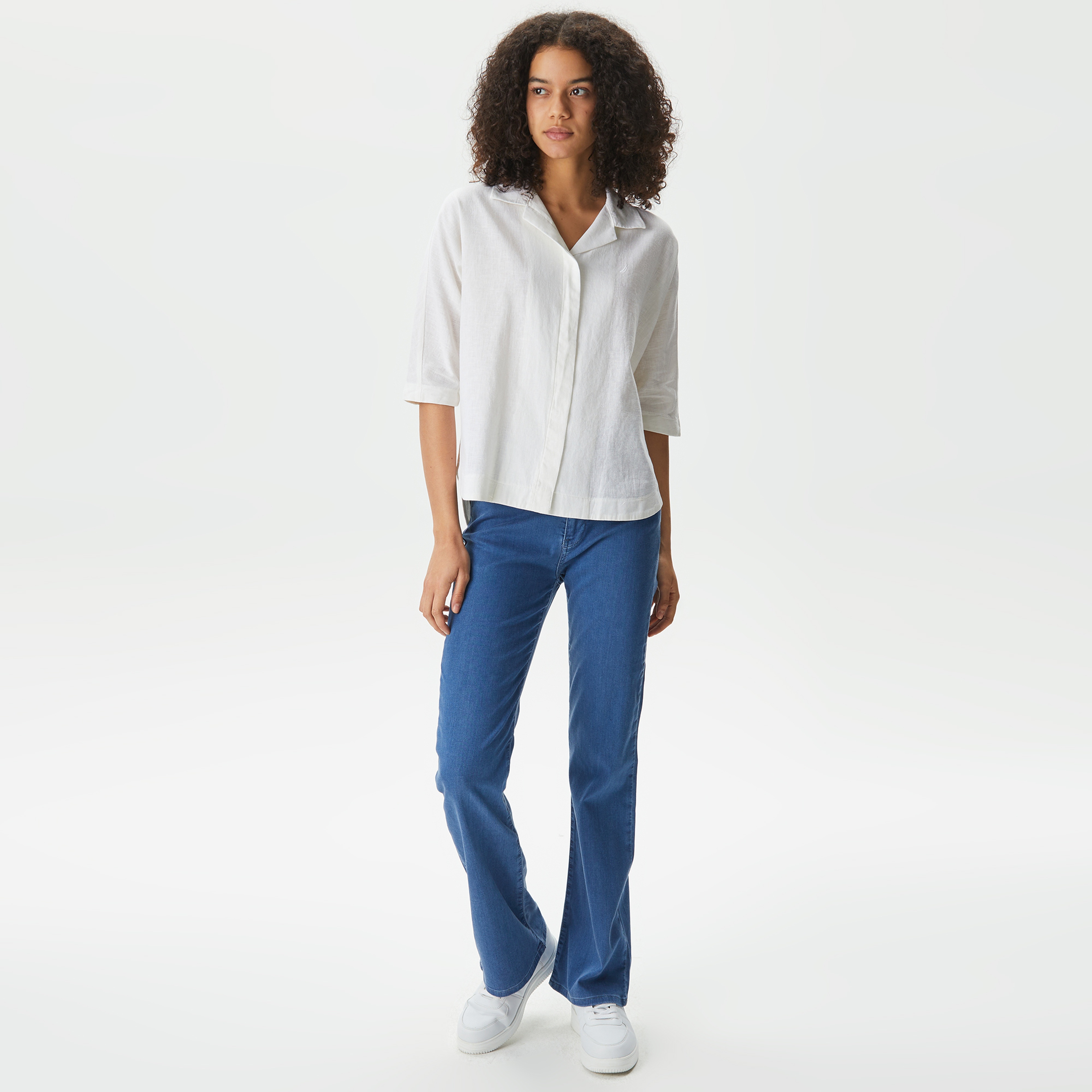 Nautica Kadın Beyaz Oversize Gömlek