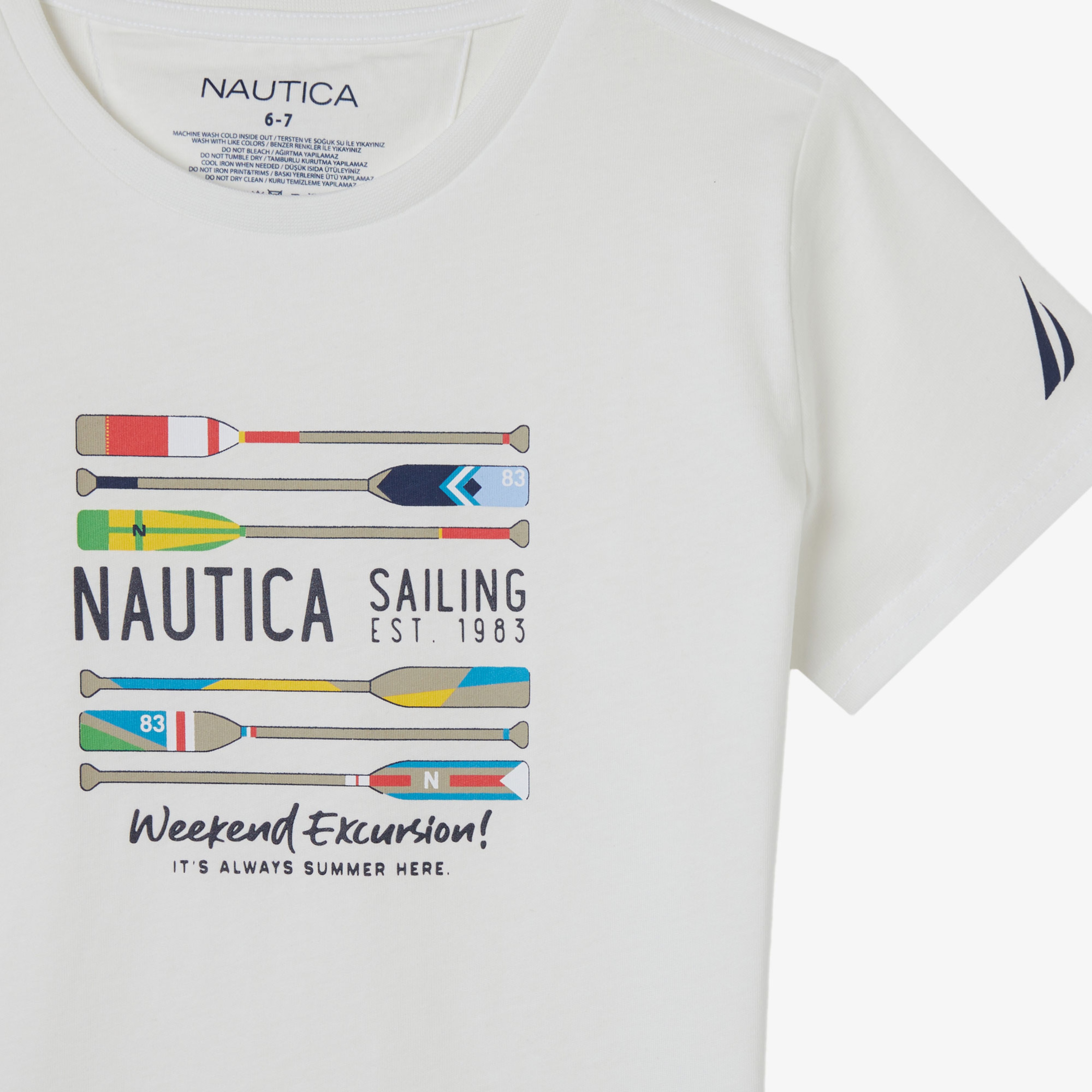 Nautica Erkek Çocuk Beyaz Standart Fit T-Shirt