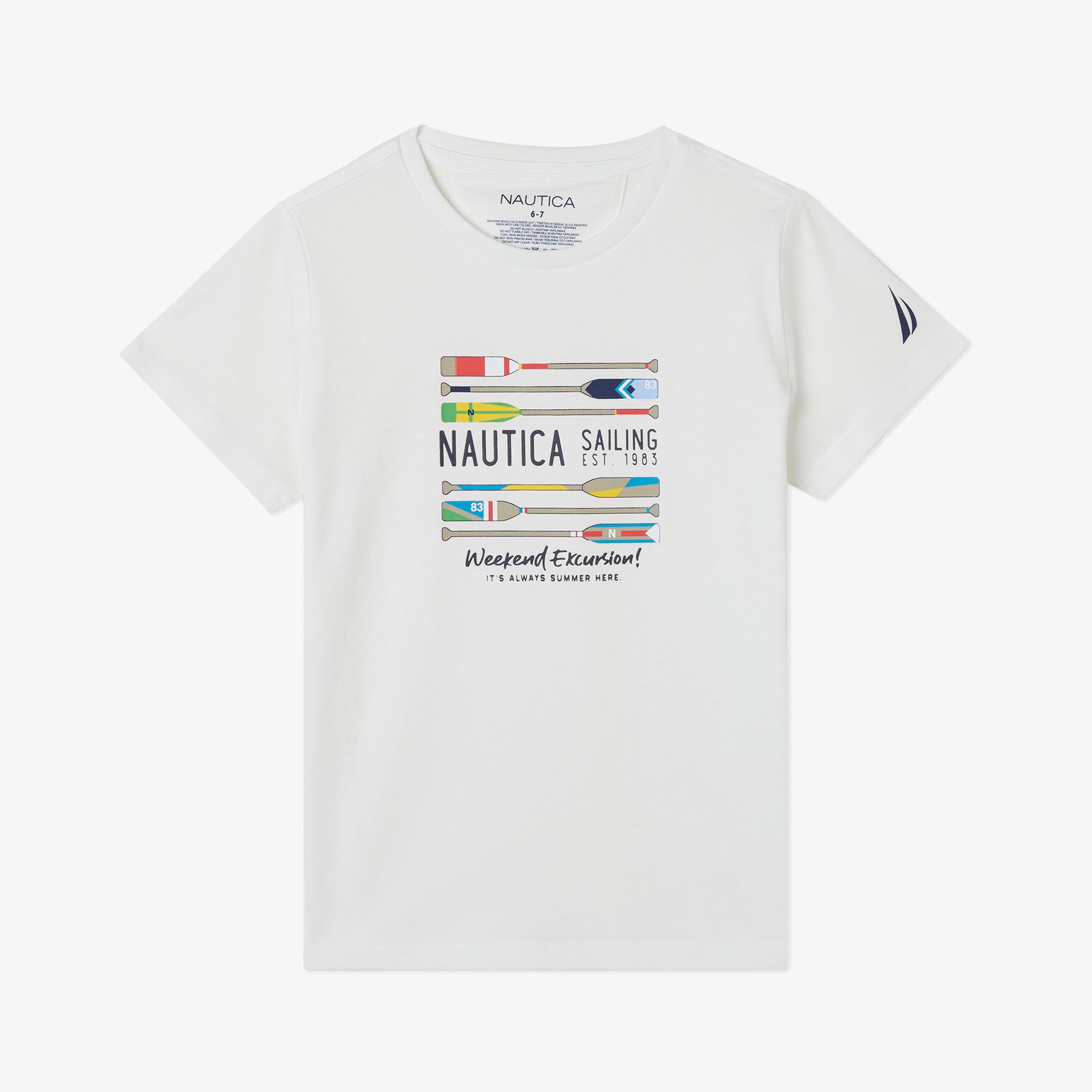 Nautica Erkek Çocuk Beyaz Standart Fit T-Shirt