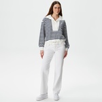 Nautica Kadın Lacivert Relaxed Fit Dik Yaka Çizgili Sweatshirt