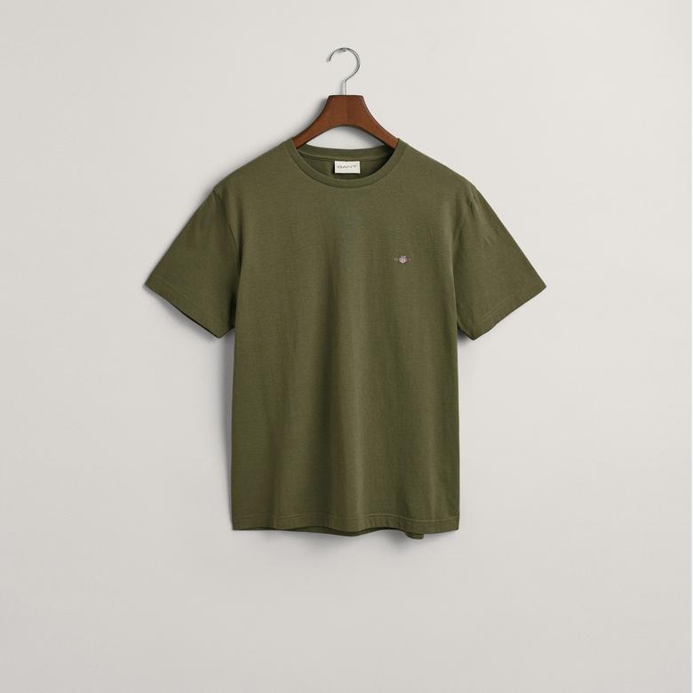 GANT Erkek Yeşil Regular Fit Bisiklet Yaka T-Shirt