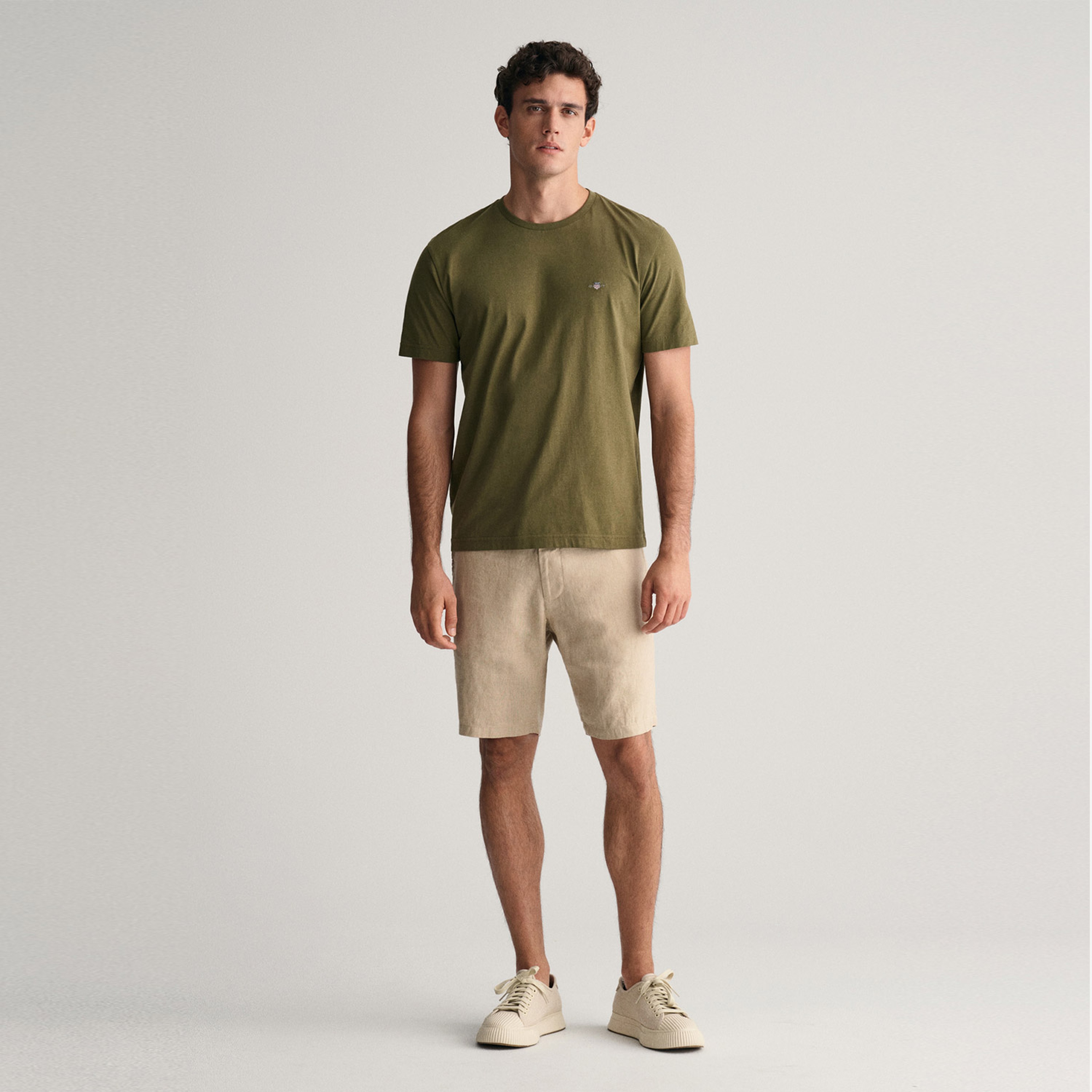 GANT Erkek Yeşil Regular Fit Bisiklet Yaka T-Shirt