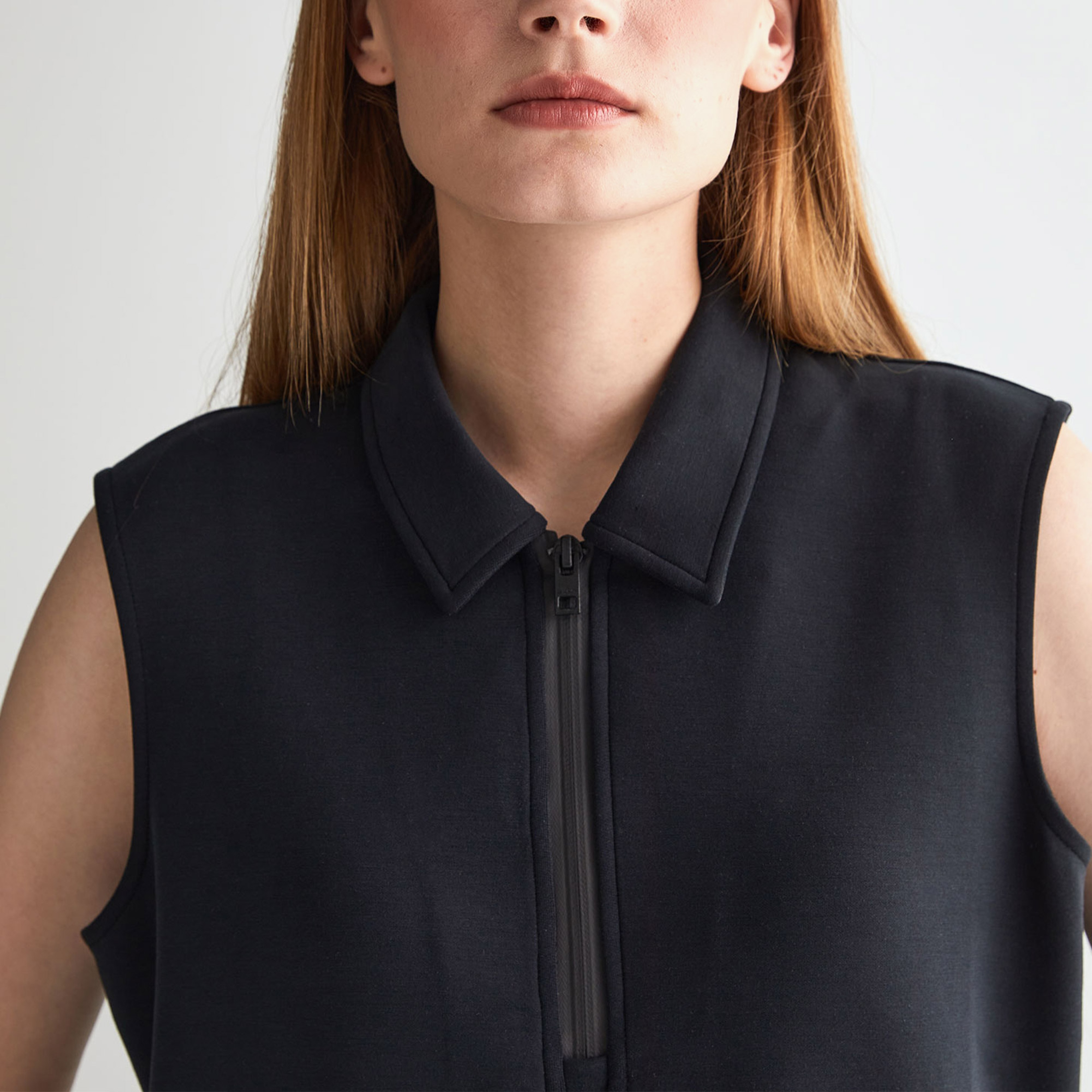 GANT Kadın Siyah Regular Fit Yarım Fermuarlı Elbise