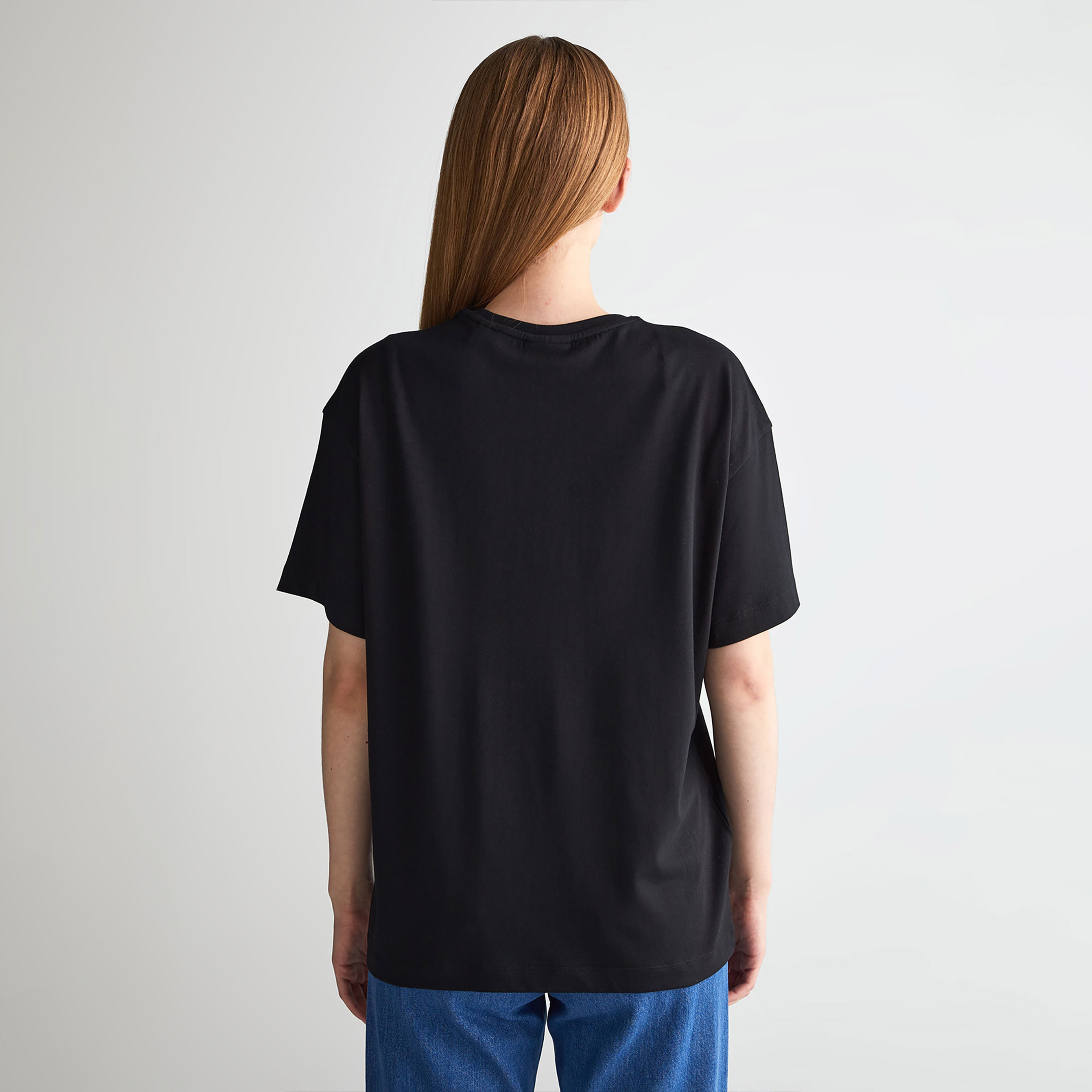 GANT Kadın Siyah Oversize Fit Bisiklet Yaka T-shirt