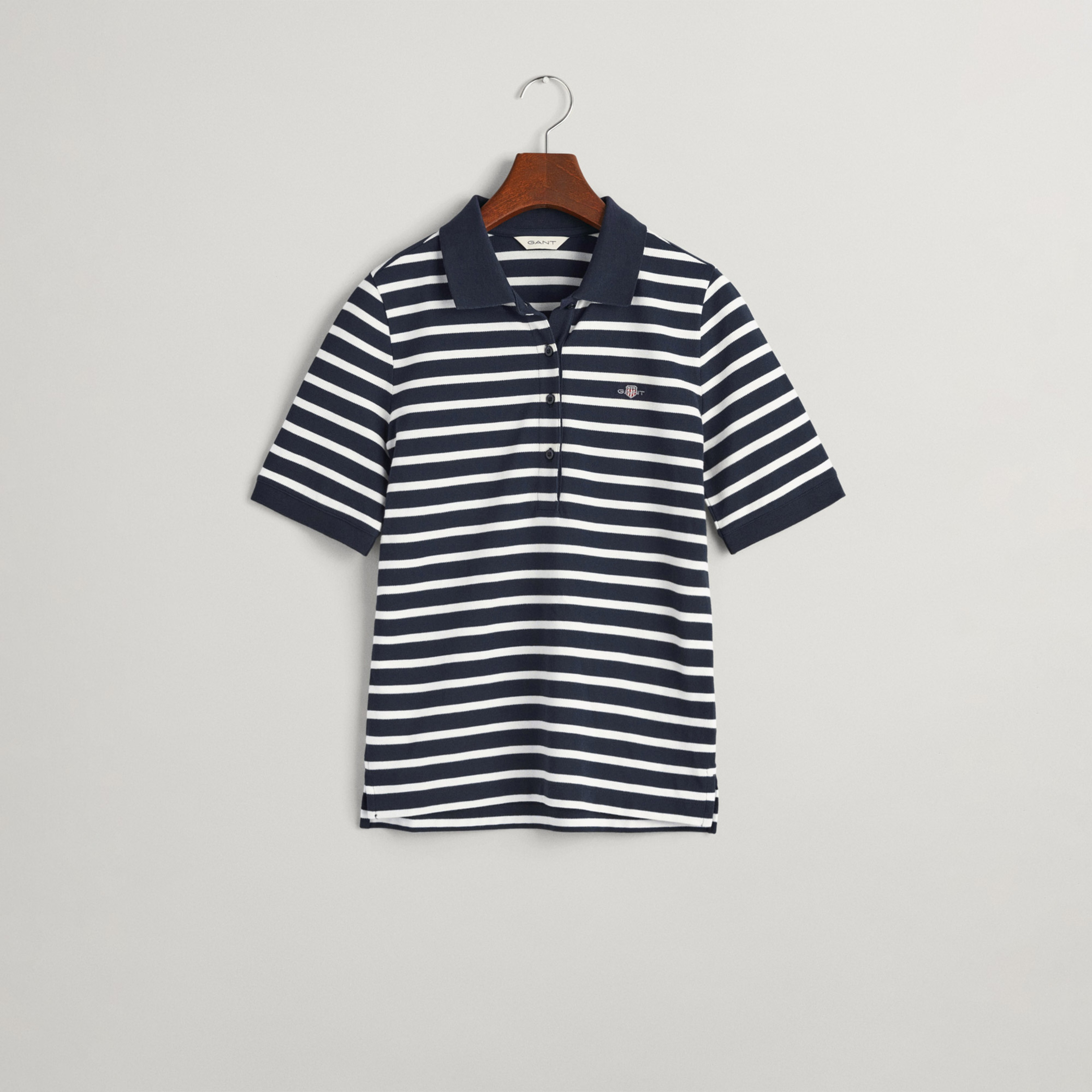 GANT Kadın Lacivert Slim Fit Çizgili Polo