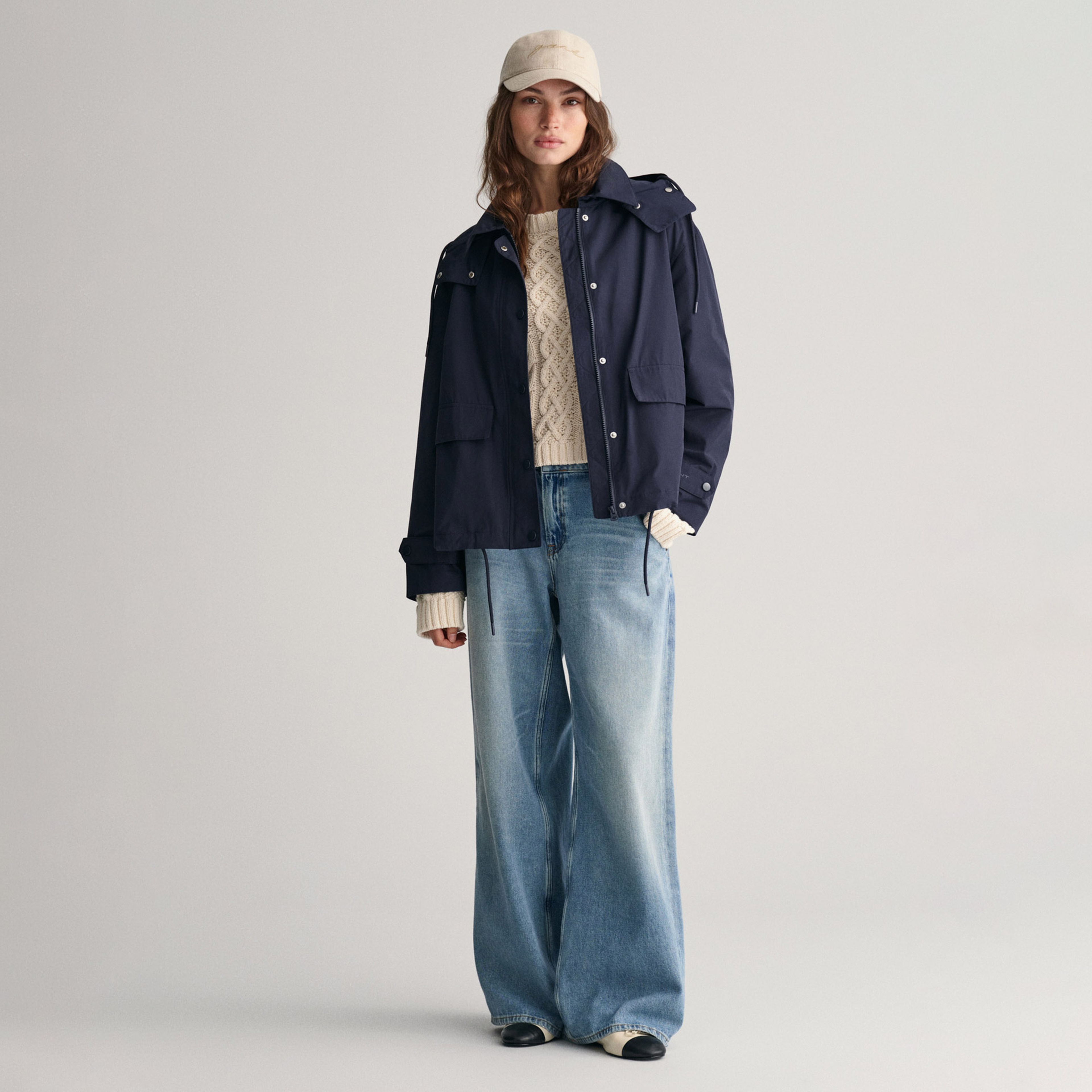 GANT Kadın Lacivert Regular Fit Kapüşonlu Ceket