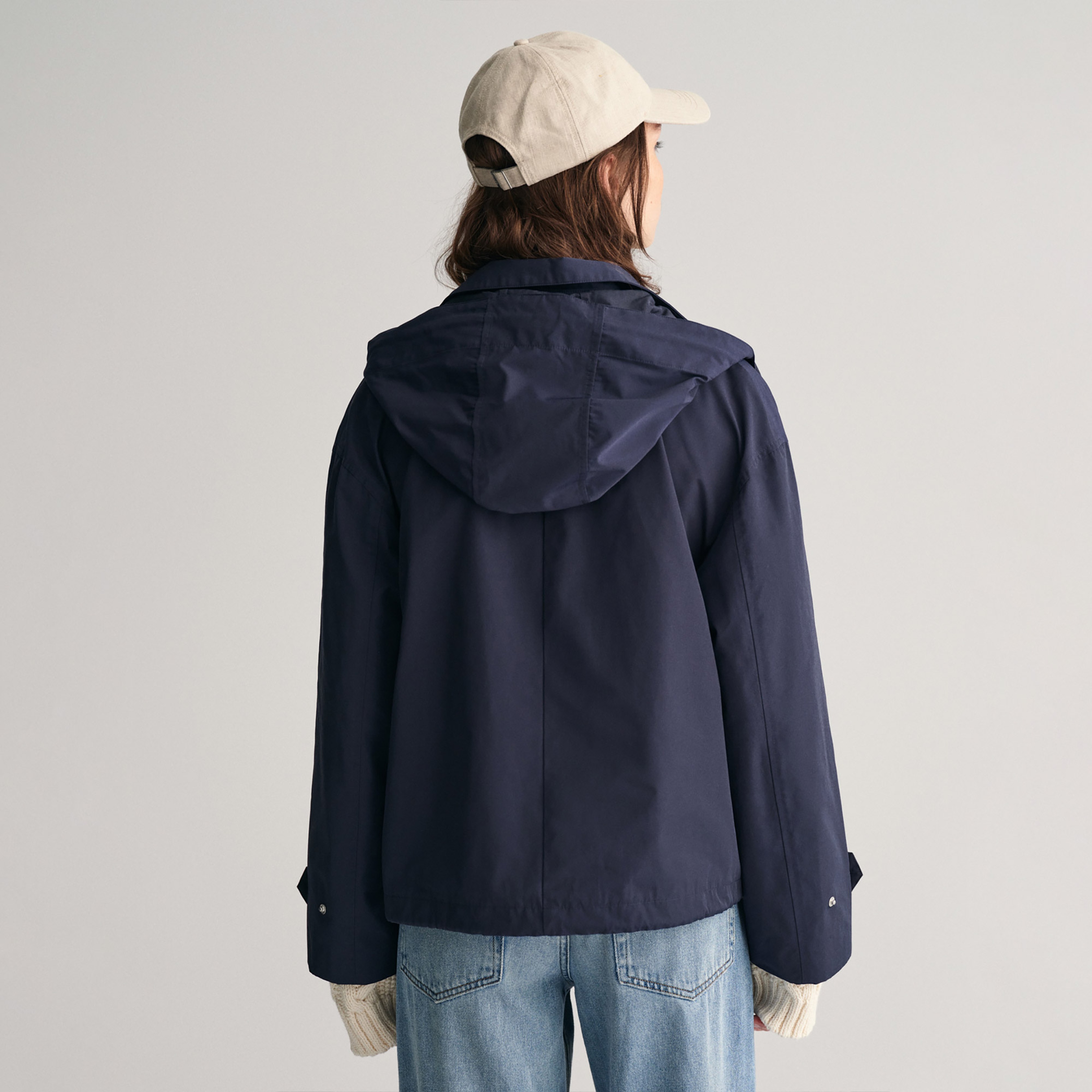 GANT Kadın Lacivert Regular Fit Kapüşonlu Ceket