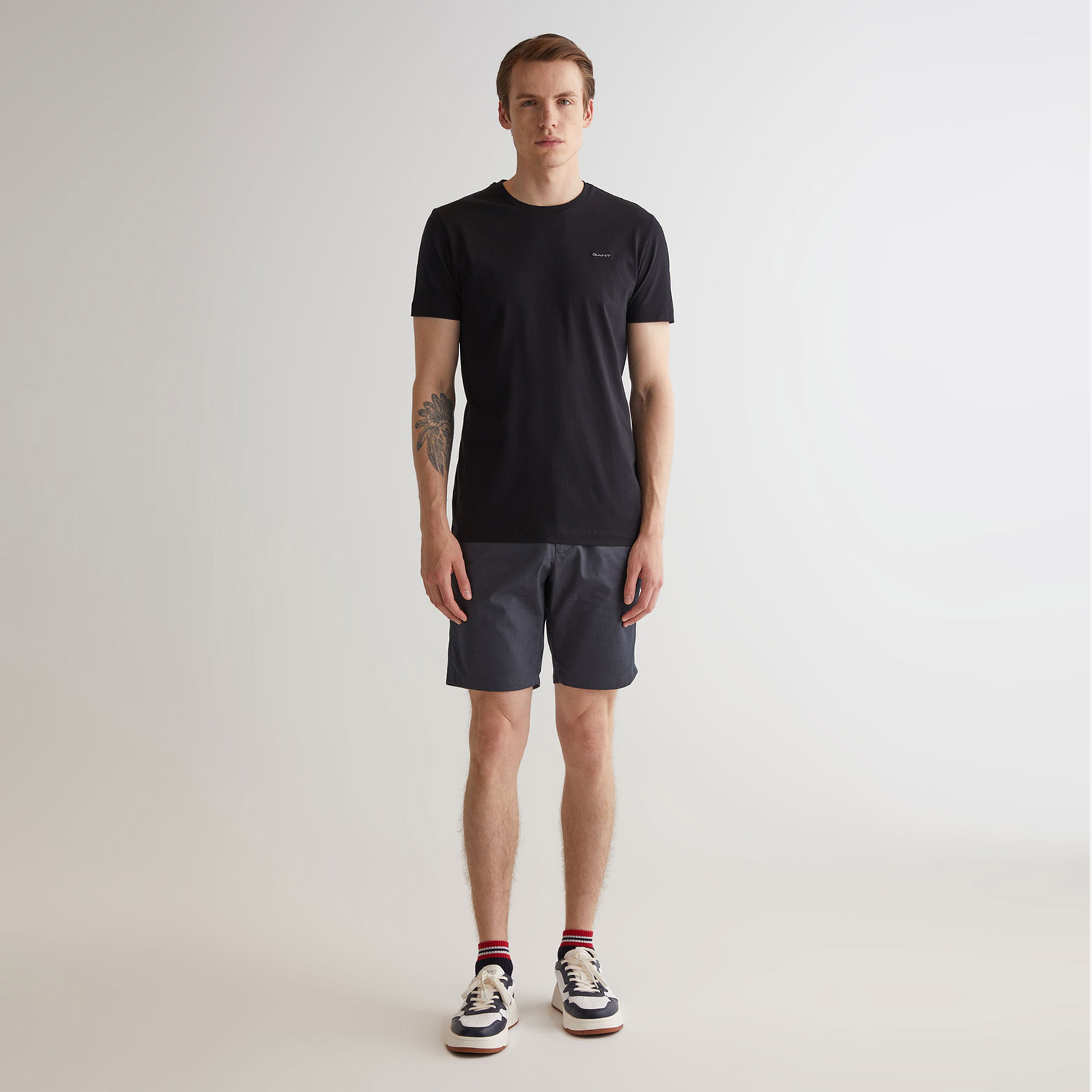 GANT Erkek Siyah Slim Fit Bisiklet Yaka T-shirt