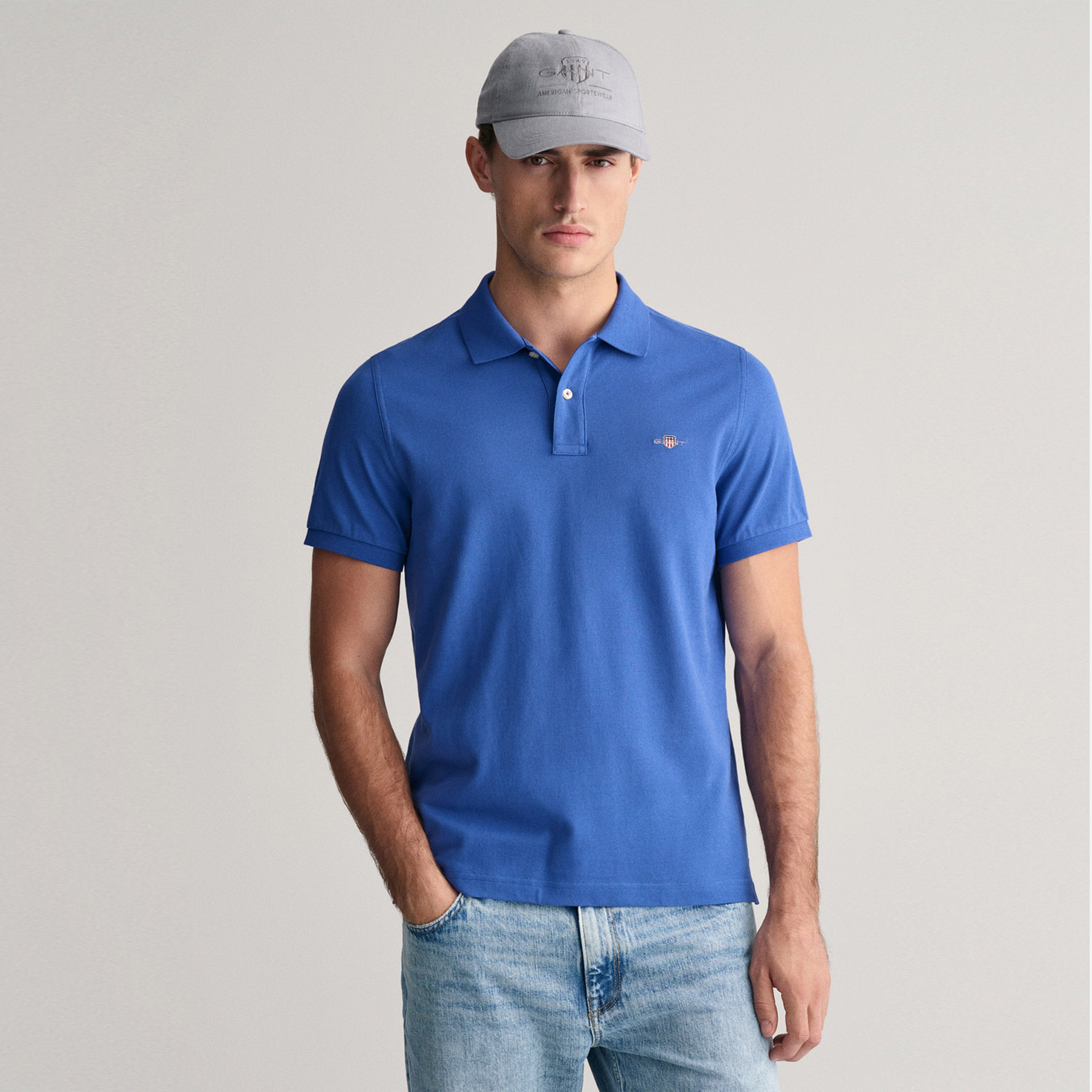 GANT Erkek Mavi Regular Fit Polo