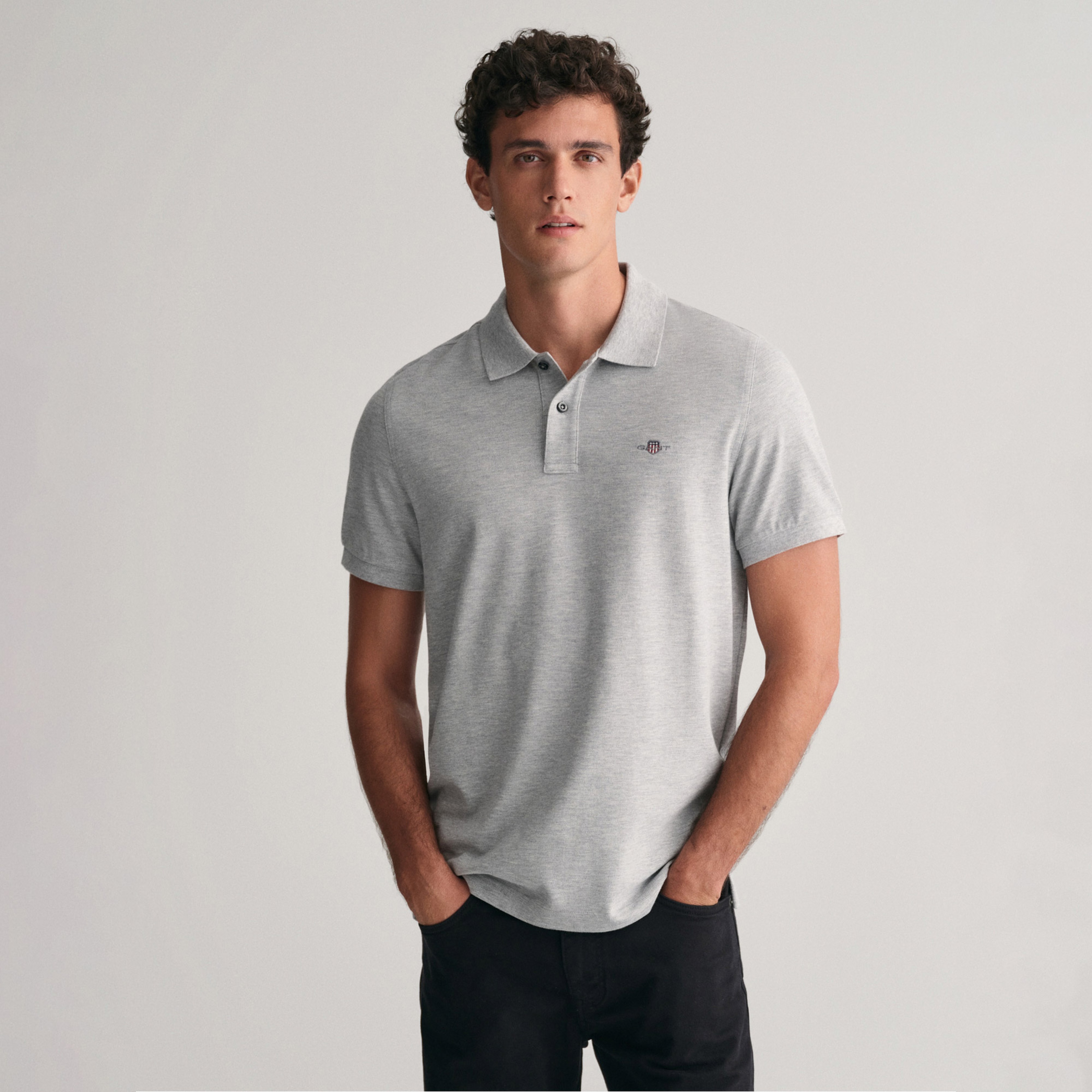 GANT Erkek Gri Regular Fit Polo