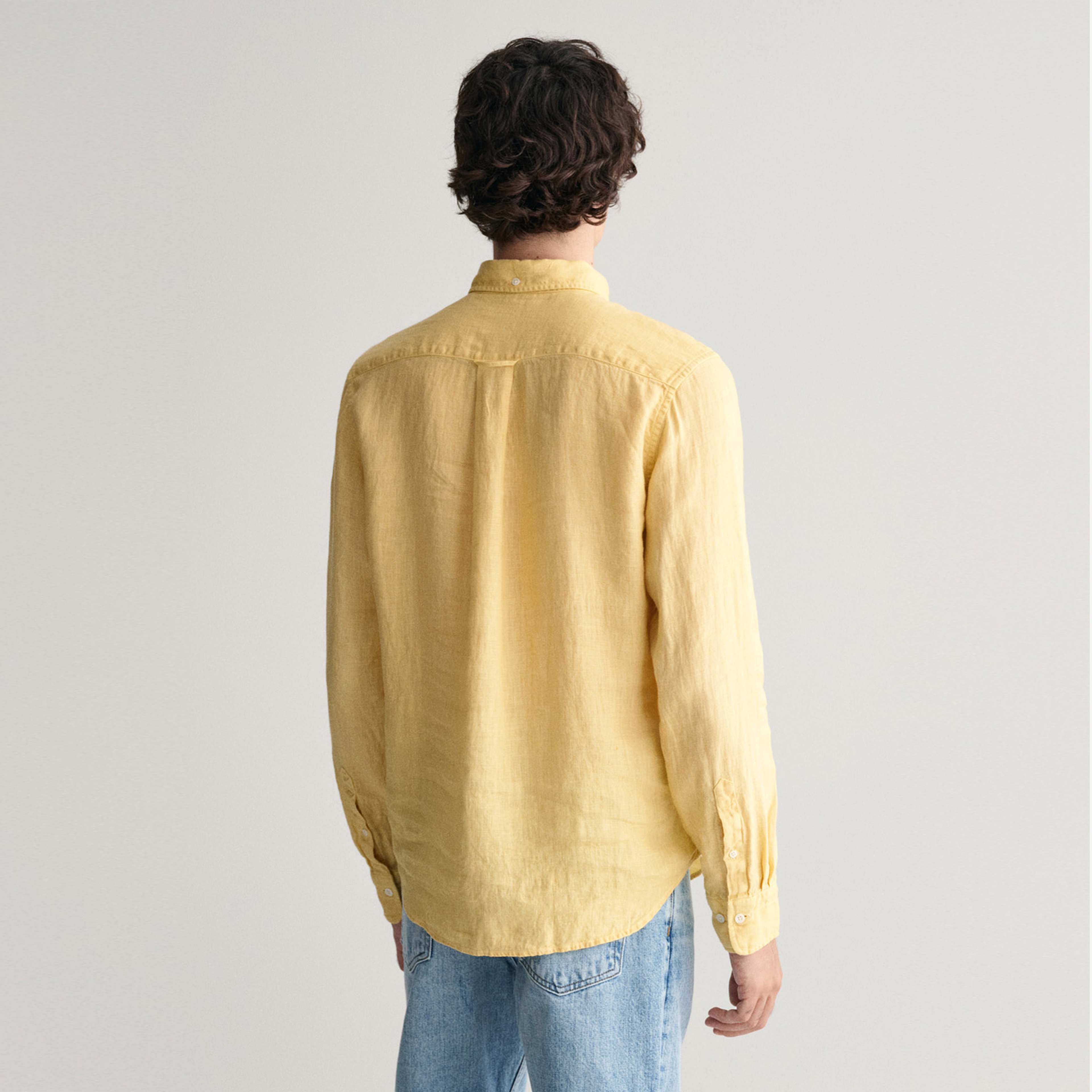 GANT Erkek Sarı Regular Fit Düğmeli Yaka Keten Gömlek