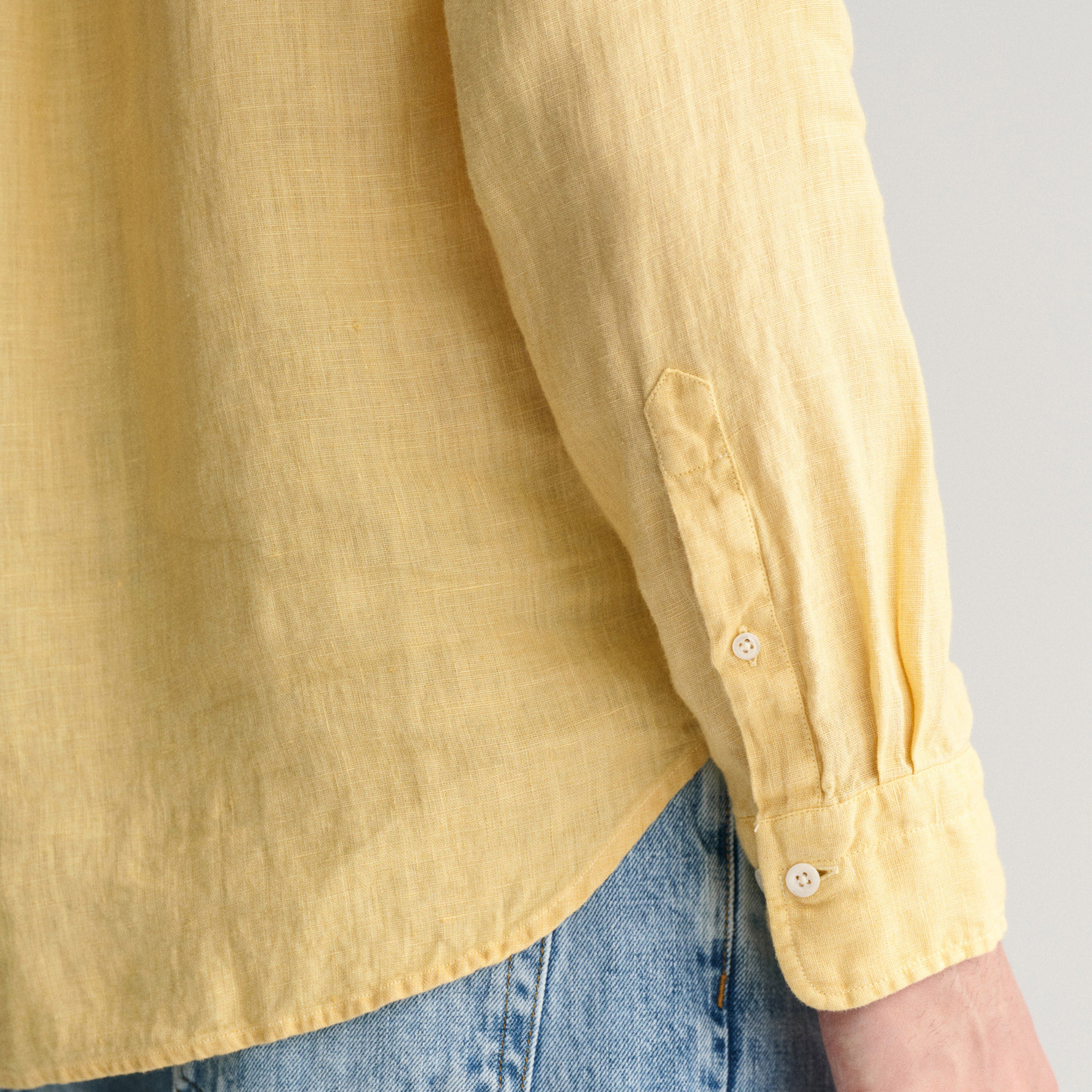 GANT Erkek Sarı Regular Fit Düğmeli Yaka Keten Gömlek