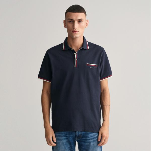 GANT Erkek Lacivert Regular Fit Çizgili Polo