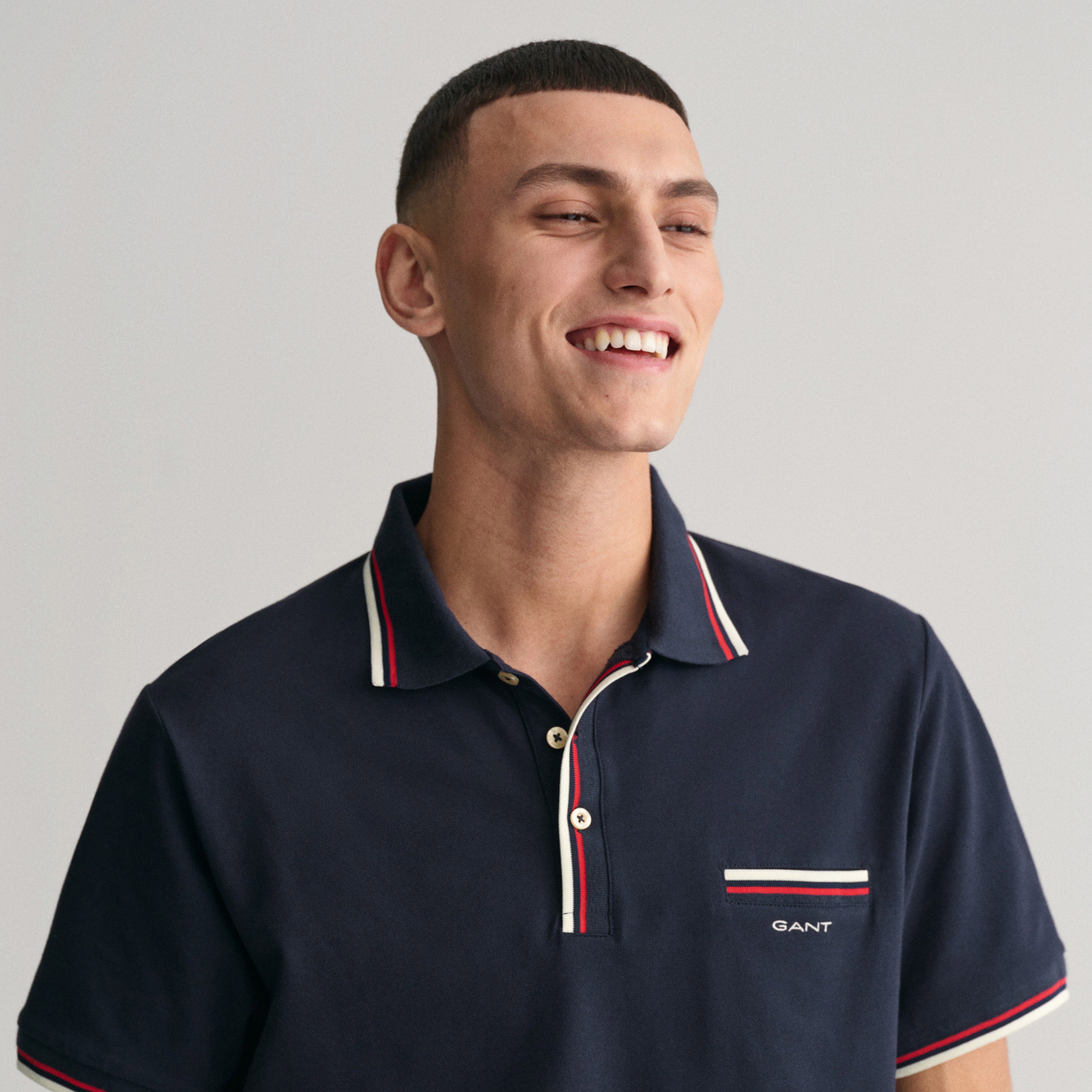 GANT Erkek Lacivert Regular Fit Çizgili Polo